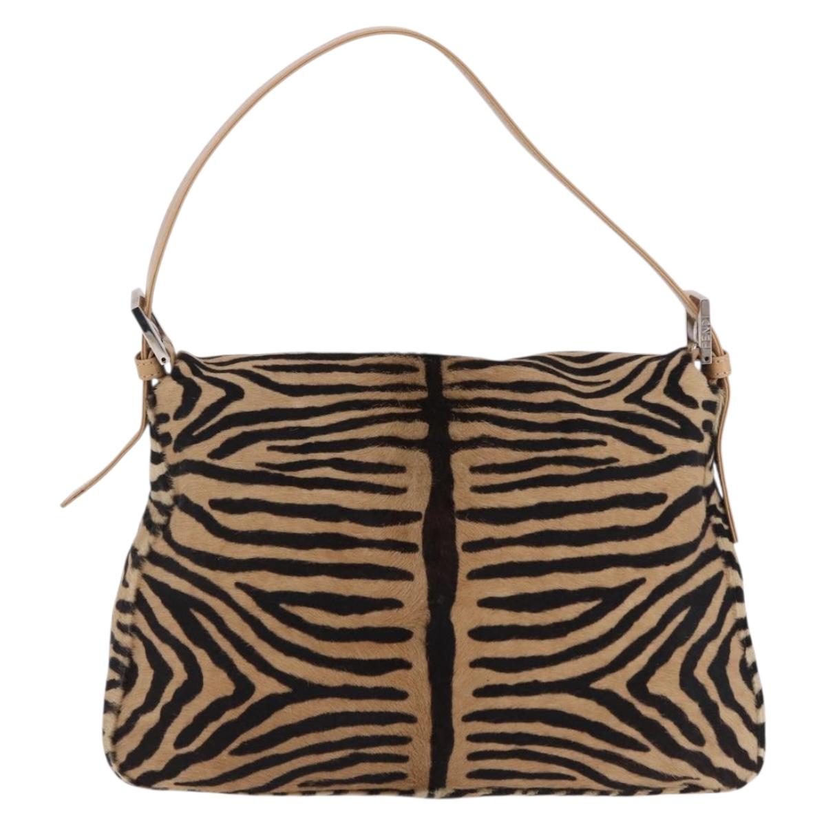 FENDI Animal Pattern Mamma Baguette Bag Harako Leather Brown Auth yk20722SAM