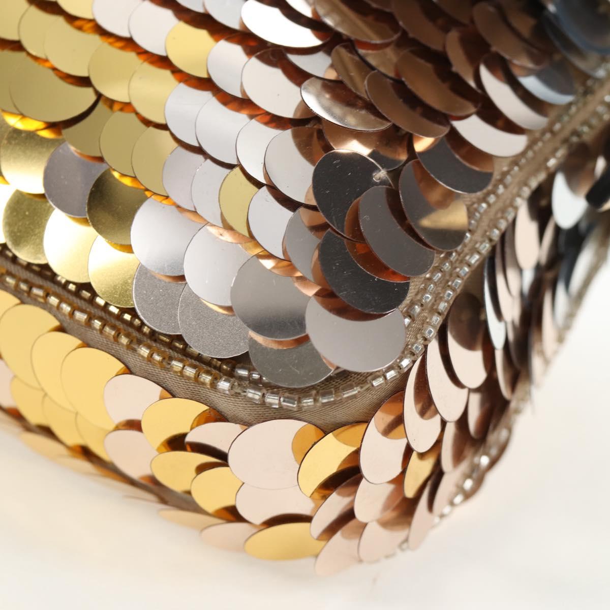 FENDI Mamma Baguette Shoulder Bag Sequin Leather Gold Tone Auth yk20723SM