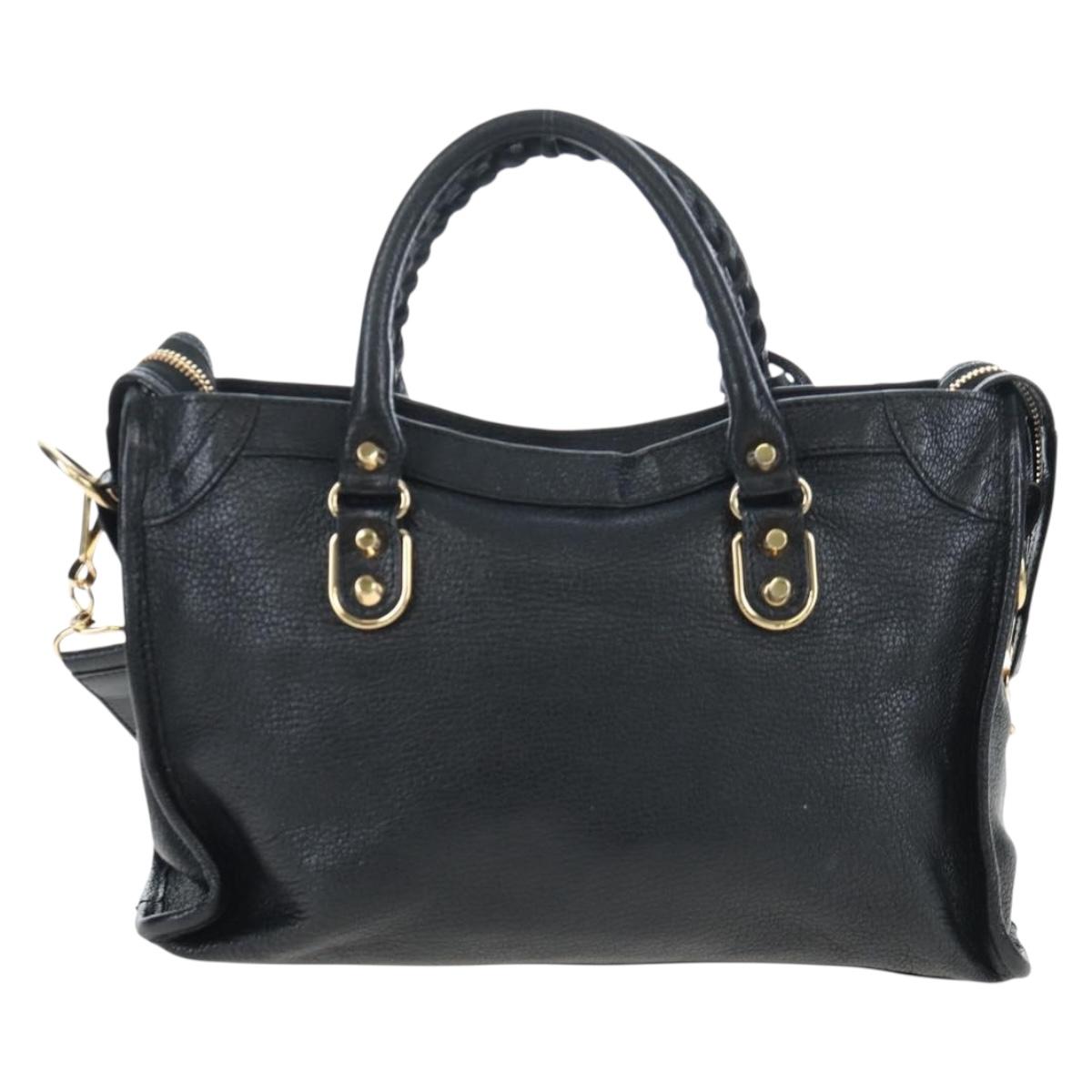 BALENCIAGA Classic Edge City Bag Leather 2way Black Gold 432831 Auth yk20725SAM