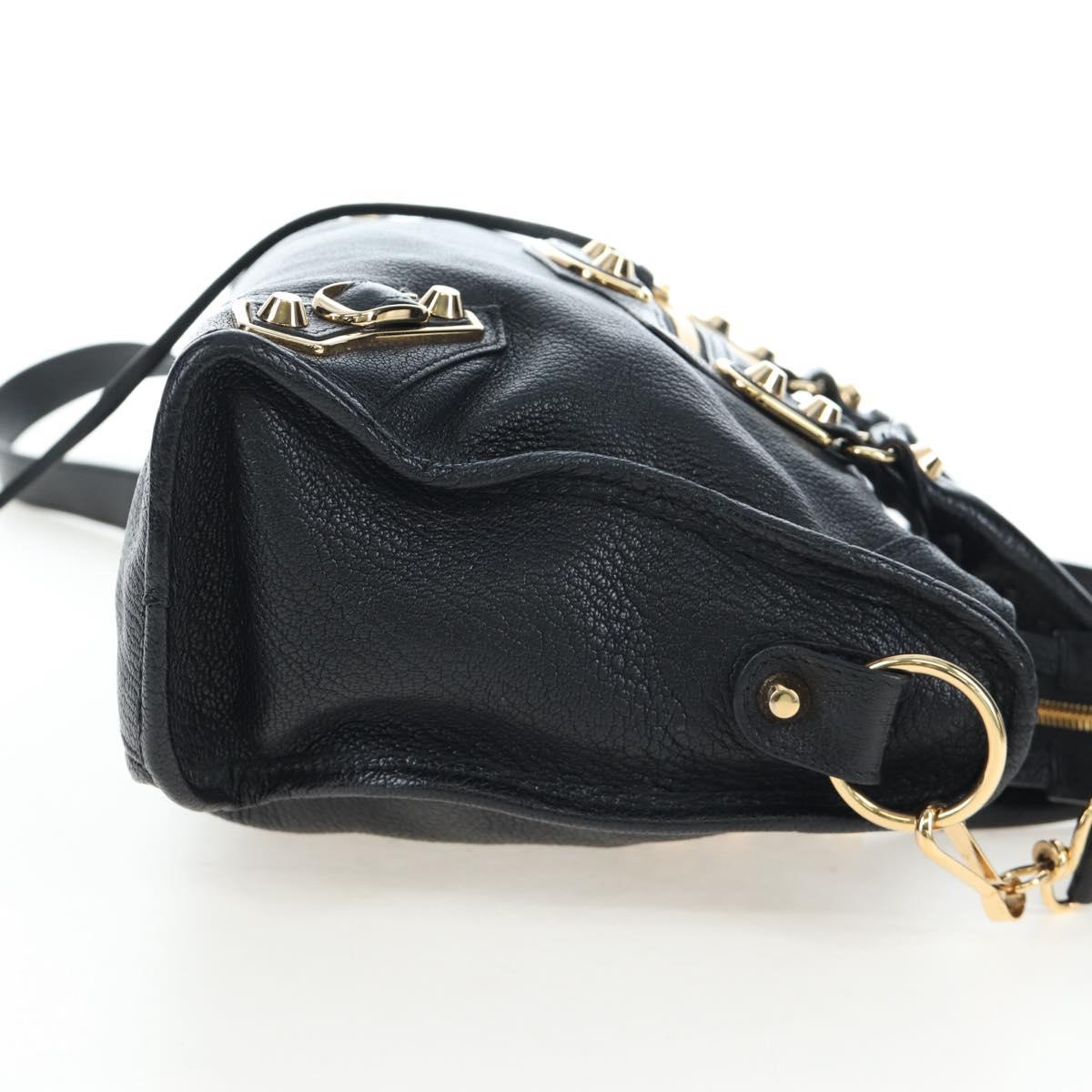 BALENCIAGA Classic Edge City Bag Leather 2way Black Gold 432831 Auth yk20725SAM