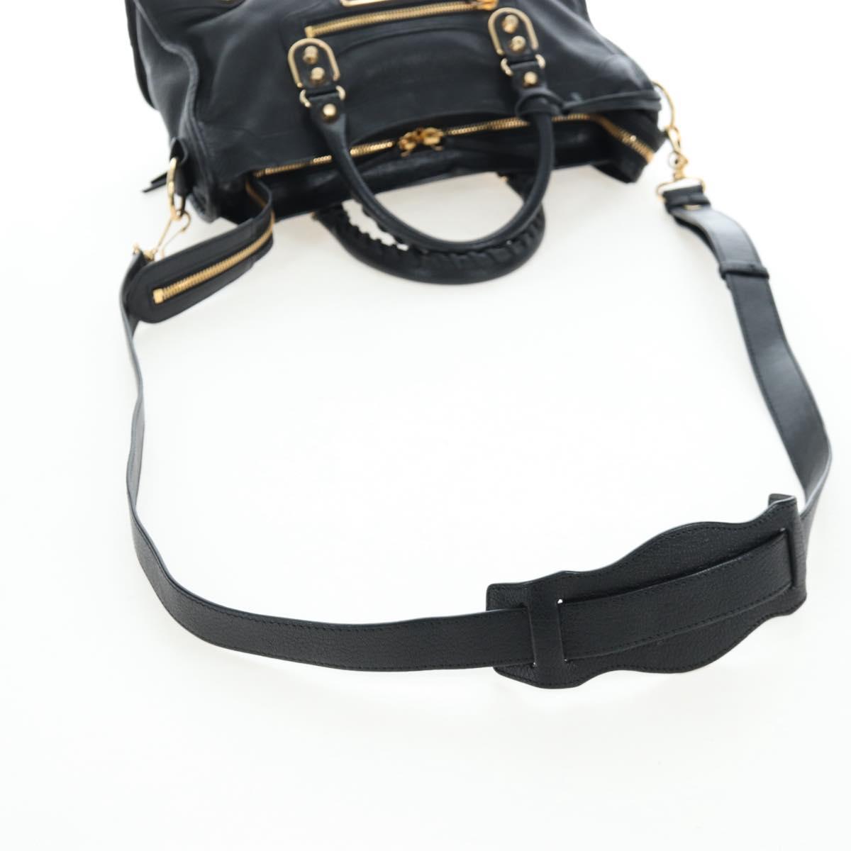 BALENCIAGA Classic Edge City Bag Leather 2way Black Gold 432831 Auth yk20725SAM