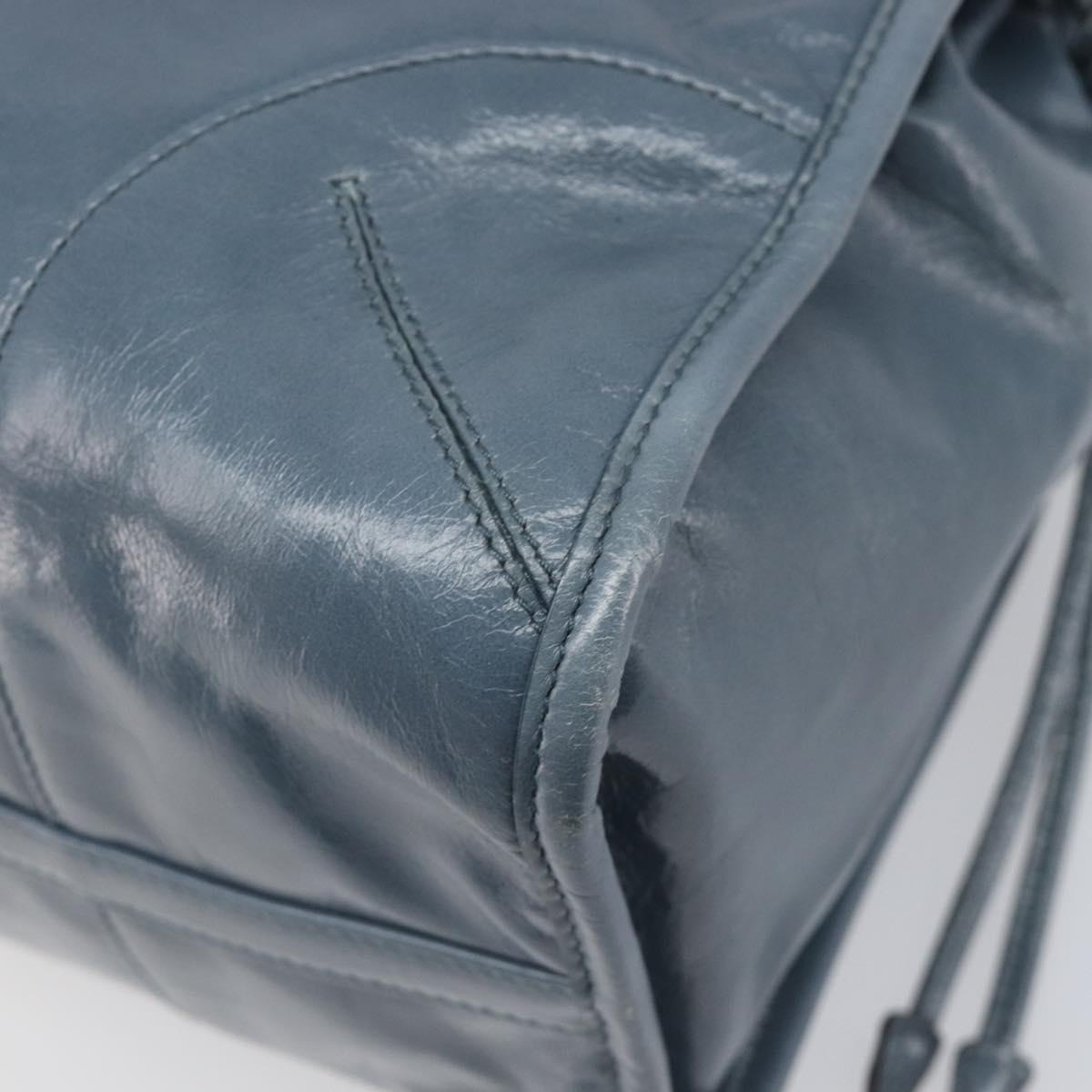 PRADA Bonnie Large Hand Bag Leather 2way Blue Gold Auth yk20726SAM