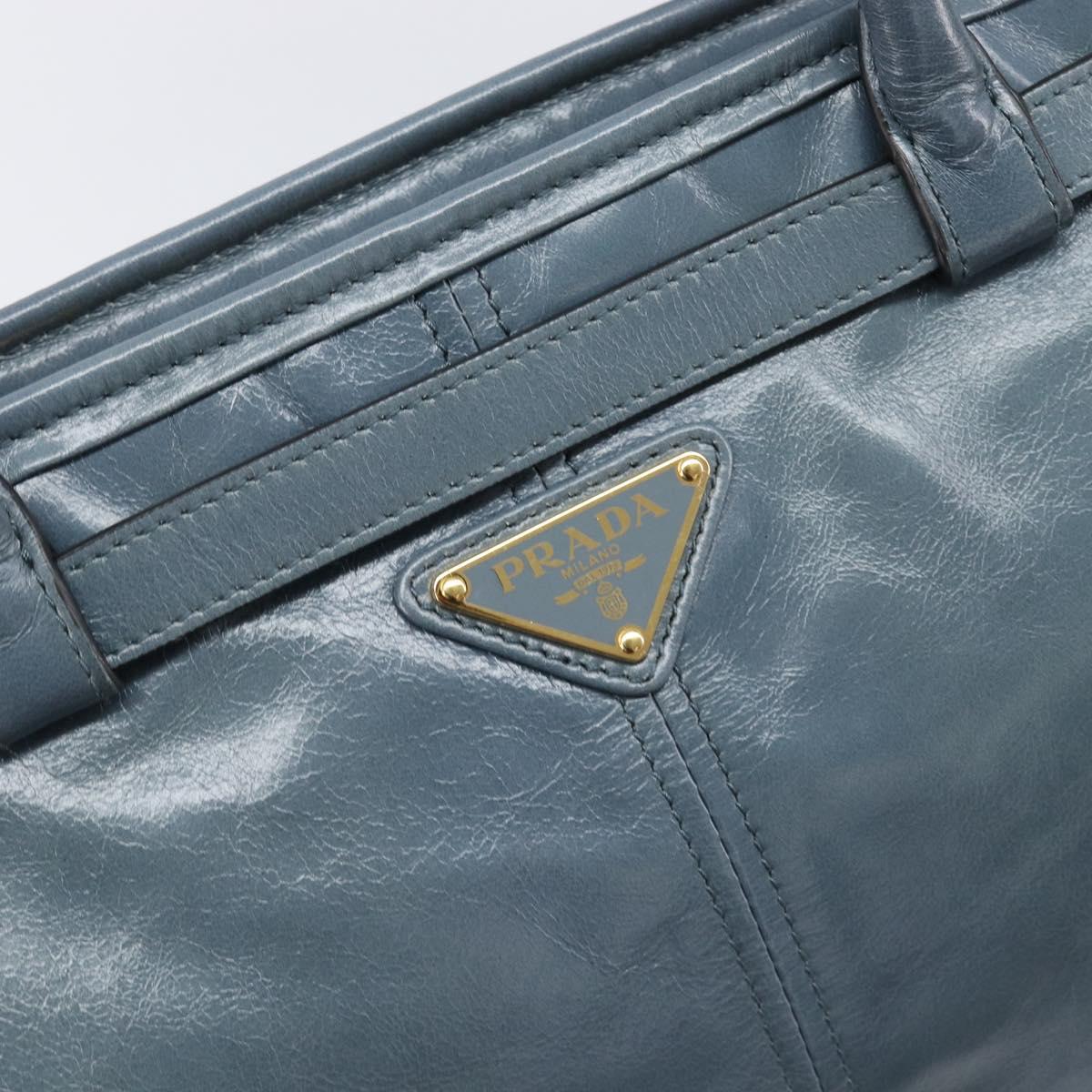 PRADA Bonnie Large Hand Bag Leather 2way Blue Gold Auth yk20726SAM