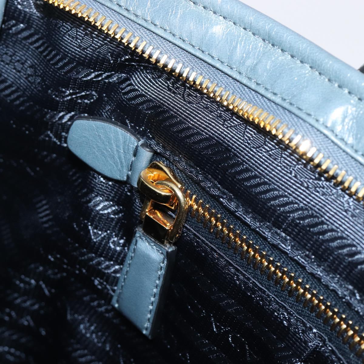 PRADA Bonnie Large Hand Bag Leather 2way Blue Gold Auth yk20726SAM