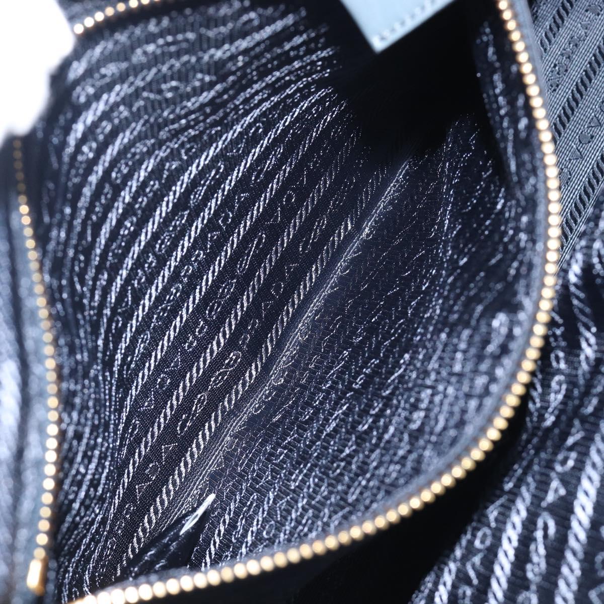 PRADA Bonnie Large Hand Bag Leather 2way Blue Gold Auth yk20726SAM
