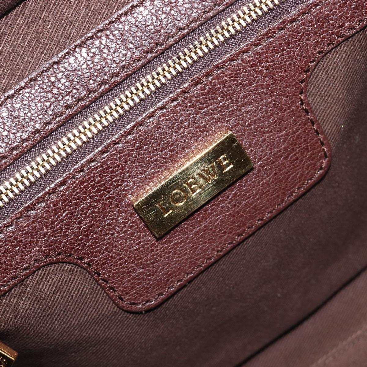 LOEWE Amazona 28 Hand Bag Leather Brown Gold Auth yk20728V