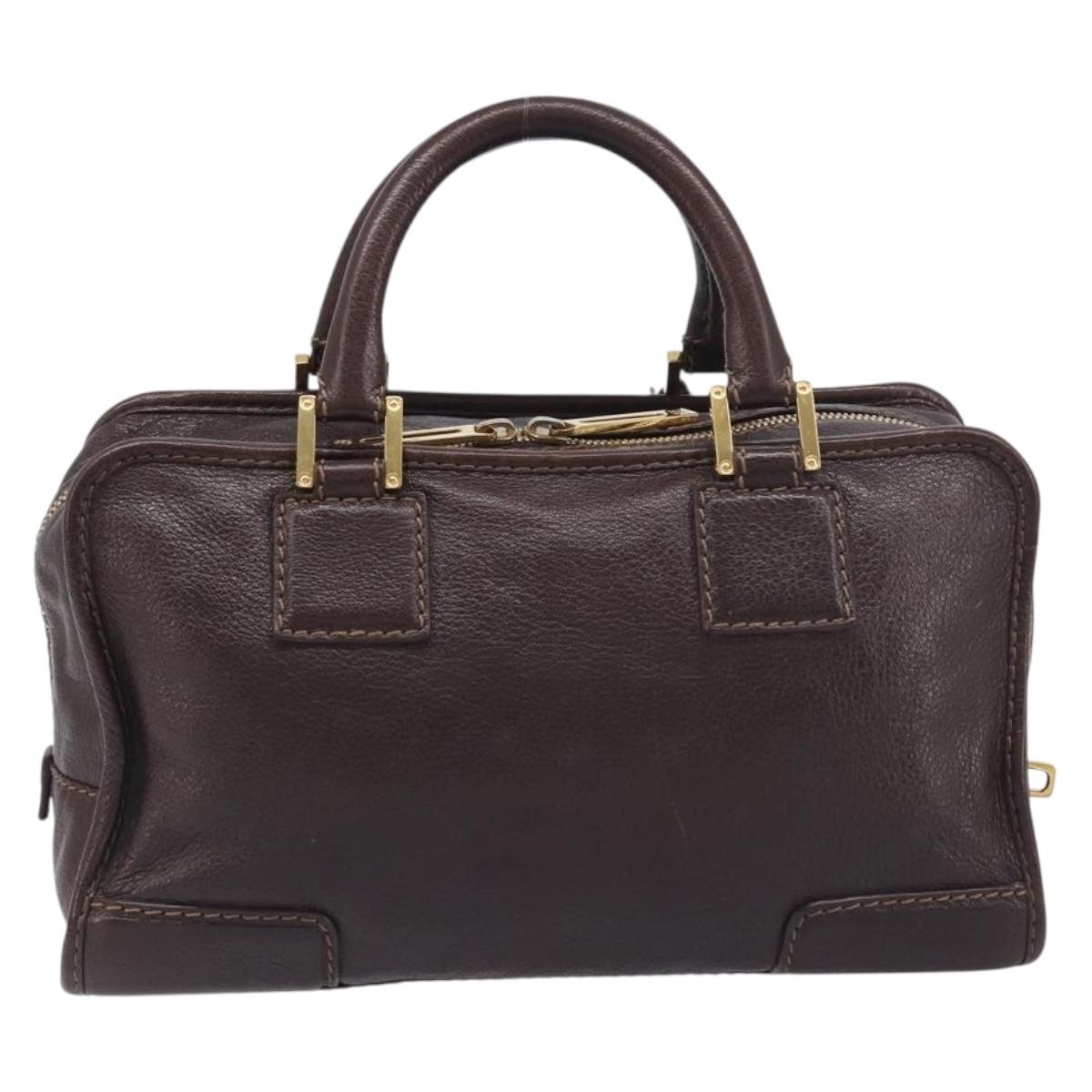 LOEWE Amazona 28 Hand Bag Leather Brown Gold Auth yk20728V