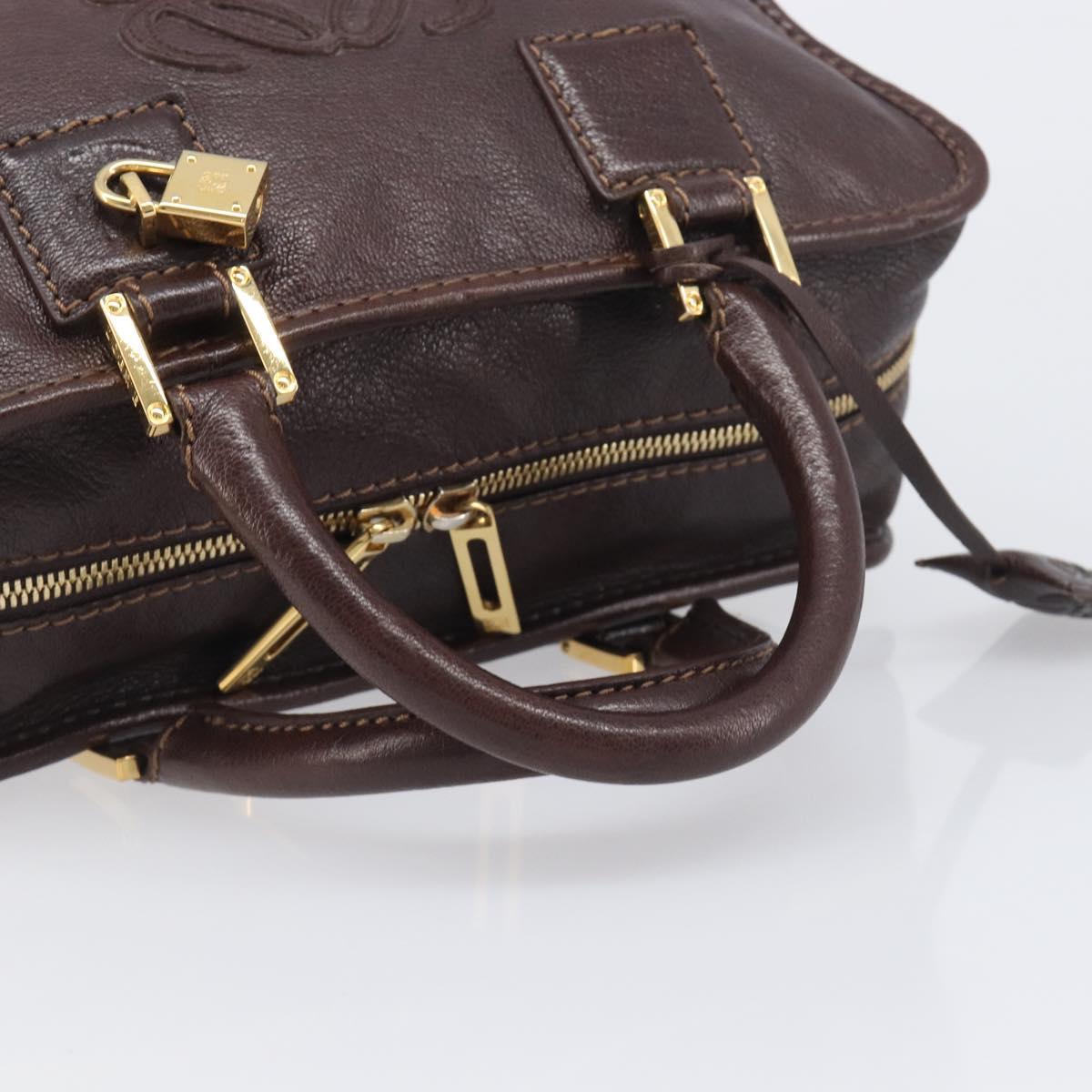 LOEWE Amazona 28 Hand Bag Leather Brown Gold Auth yk20728V