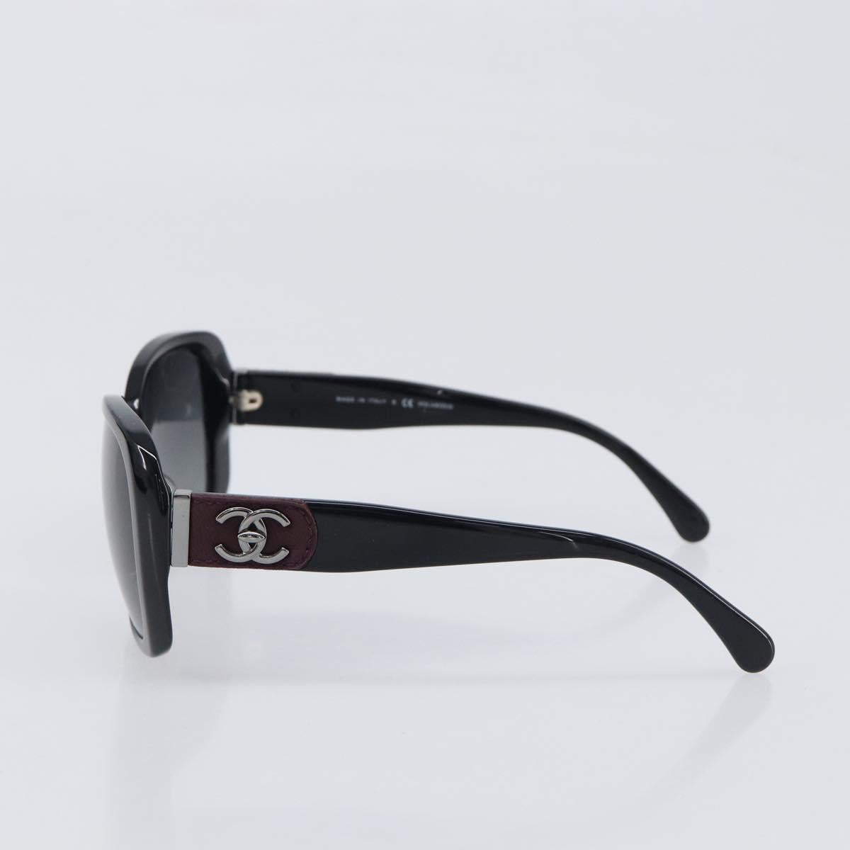 CHANEL Sunglasses metal Black CC Auth yk20732M