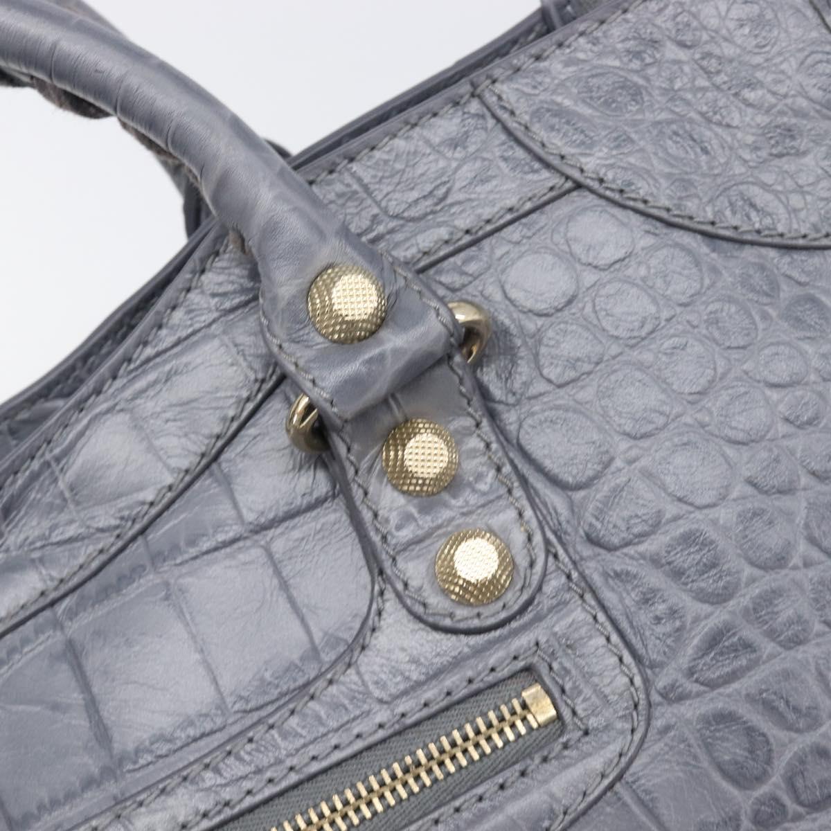 BALENCIAGA The Giant City Bag Embossed leather 2way Gray 281770 Auth yk20733SAM