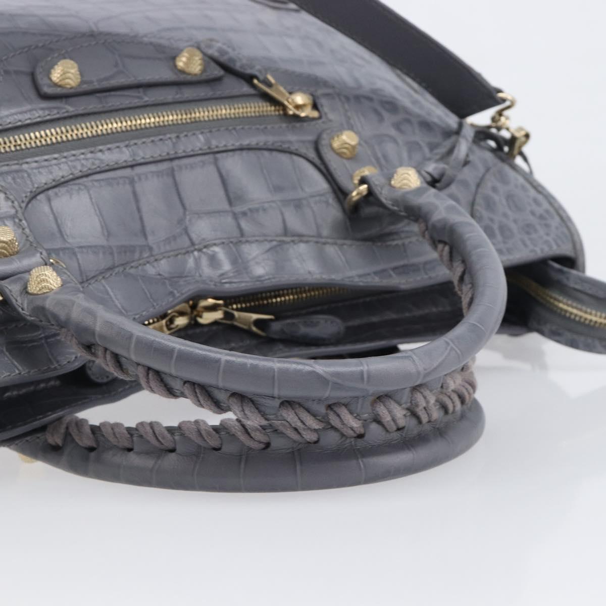 BALENCIAGA The Giant City Bag Embossed leather 2way Gray 281770 Auth yk20733SAM