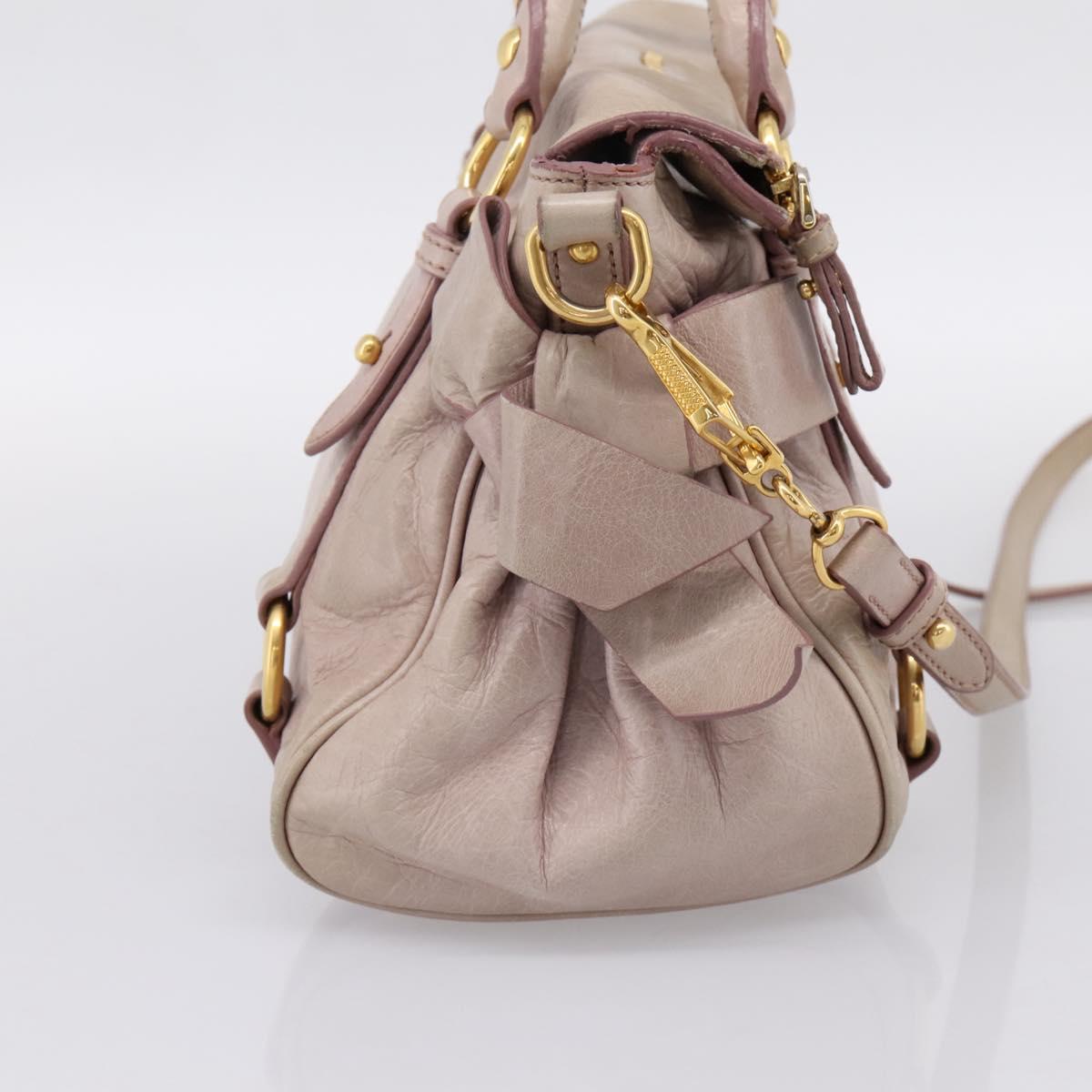 Miu Miu Hand Bag Leather 2way Pink Gold Auth yk20735M