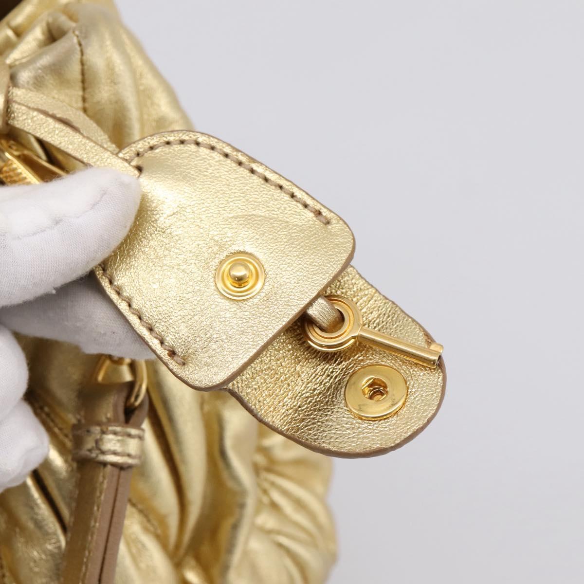 Miu Miu Matelasse Hand Bag Leather 2way Gold Auth yk20737SAM