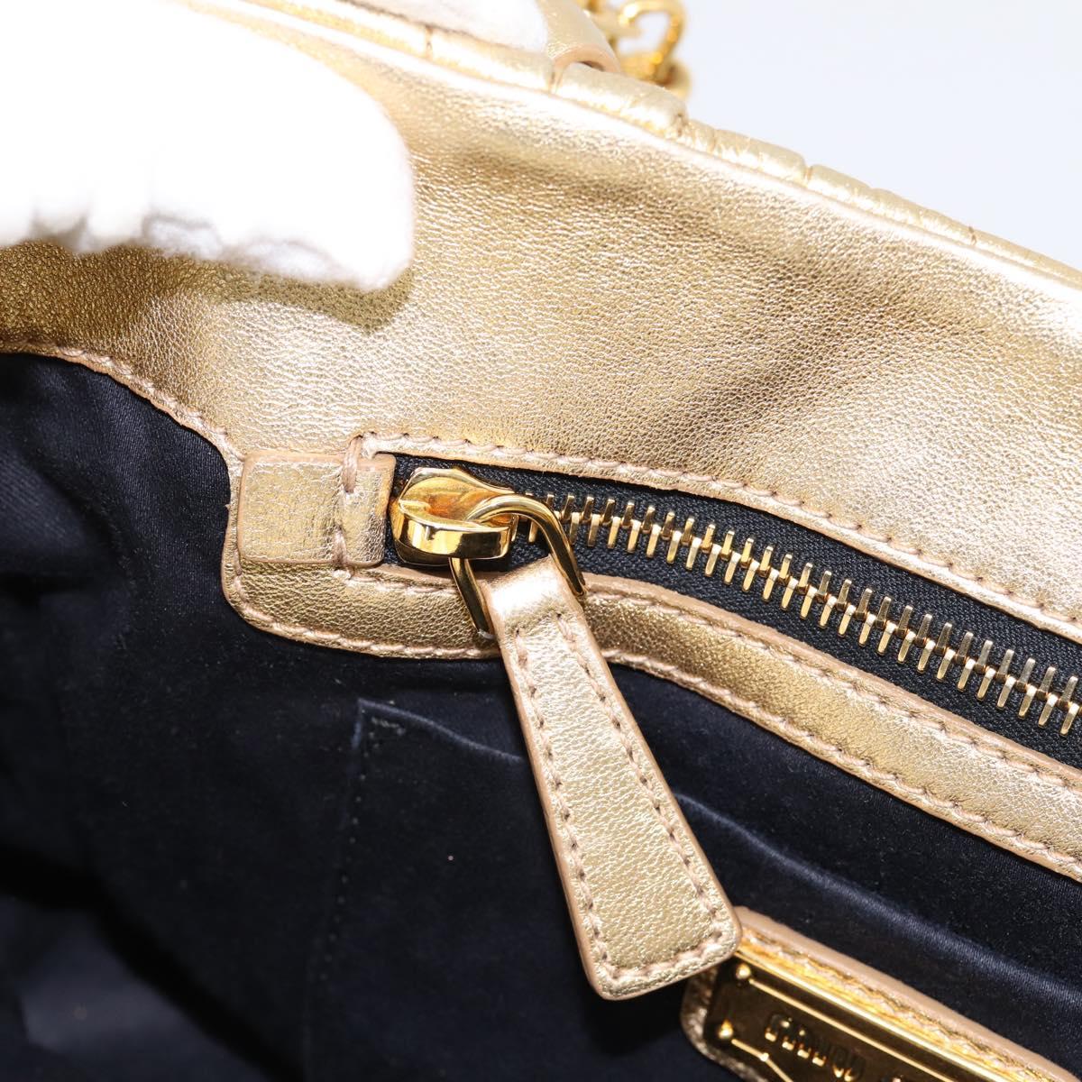 Miu Miu Matelasse Hand Bag Leather 2way Gold Auth yk20737SAM
