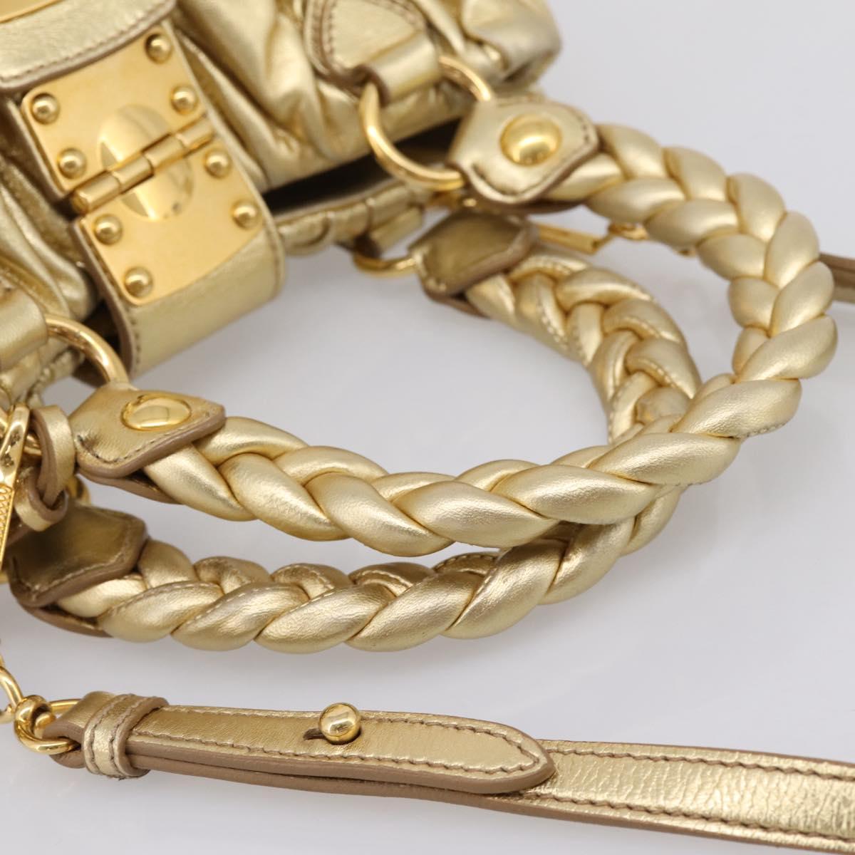 Miu Miu Matelasse Hand Bag Leather 2way Gold Auth yk20737SAM