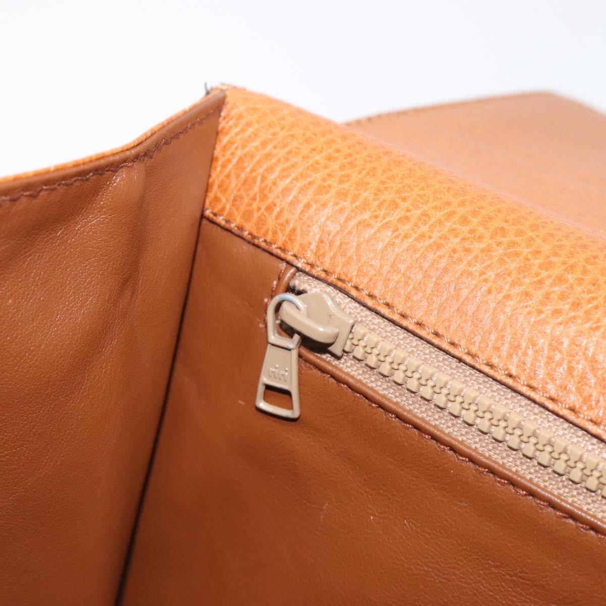 CELINE Clutch Bag Leather Brown Gold Auth yk20741A