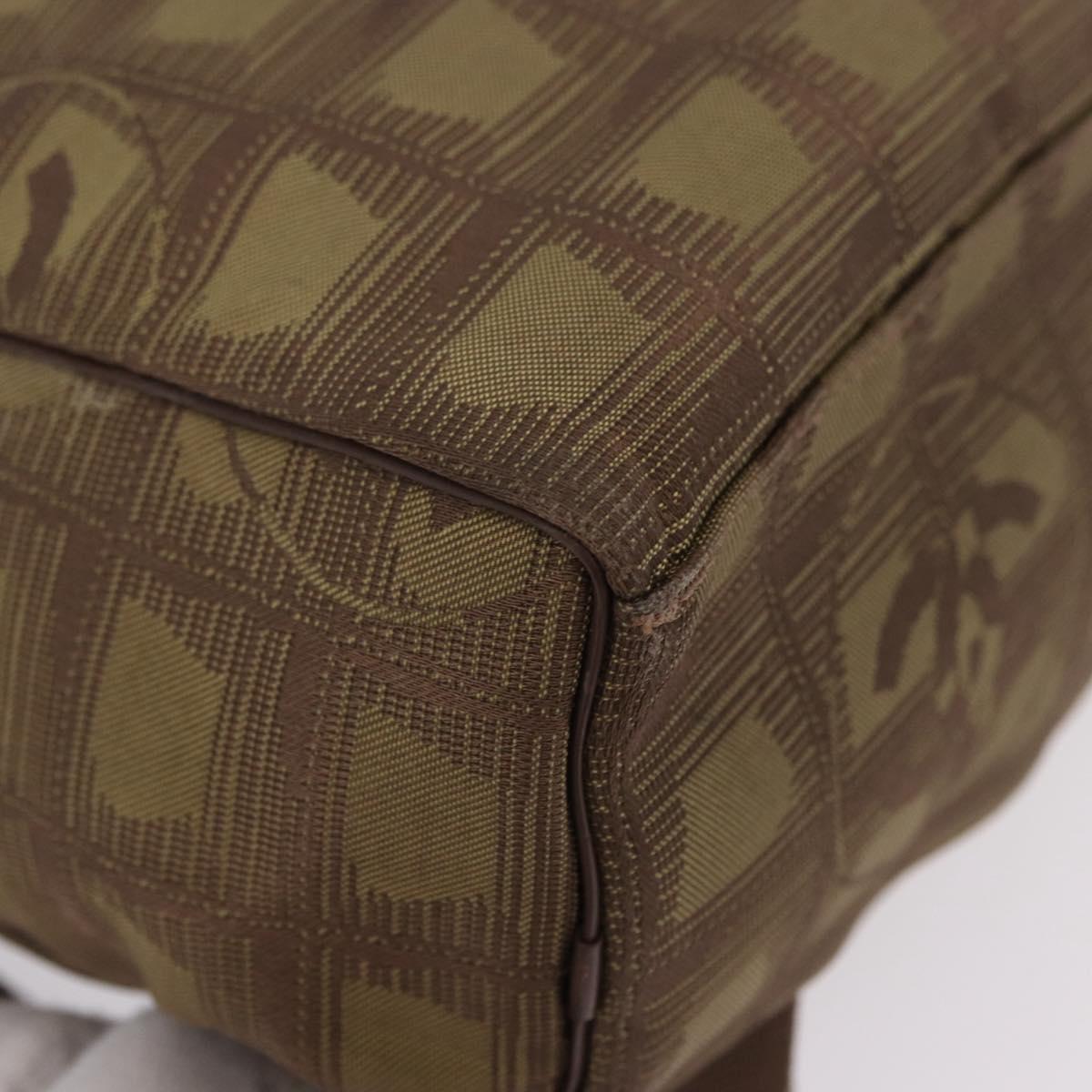 CHANEL New Travel Line Backpack Canvas Brown Silver CC Auth yk20744A