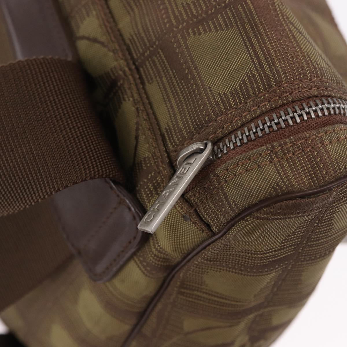 CHANEL New Travel Line Backpack Canvas Brown Silver CC Auth yk20744A