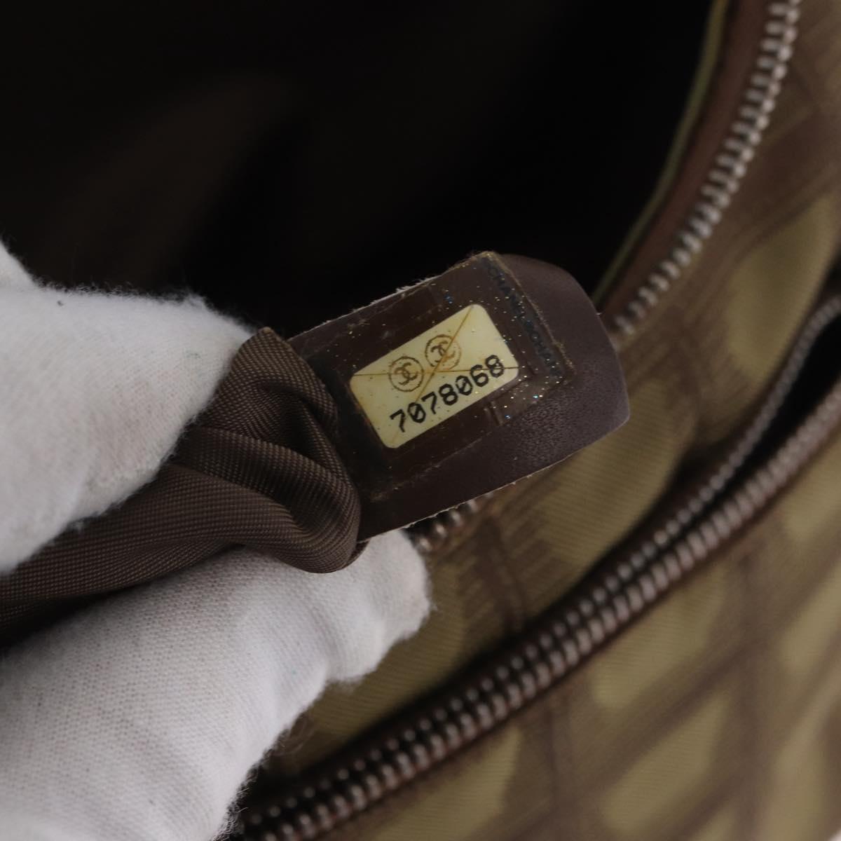 CHANEL New Travel Line Backpack Canvas Brown Silver CC Auth yk20744A