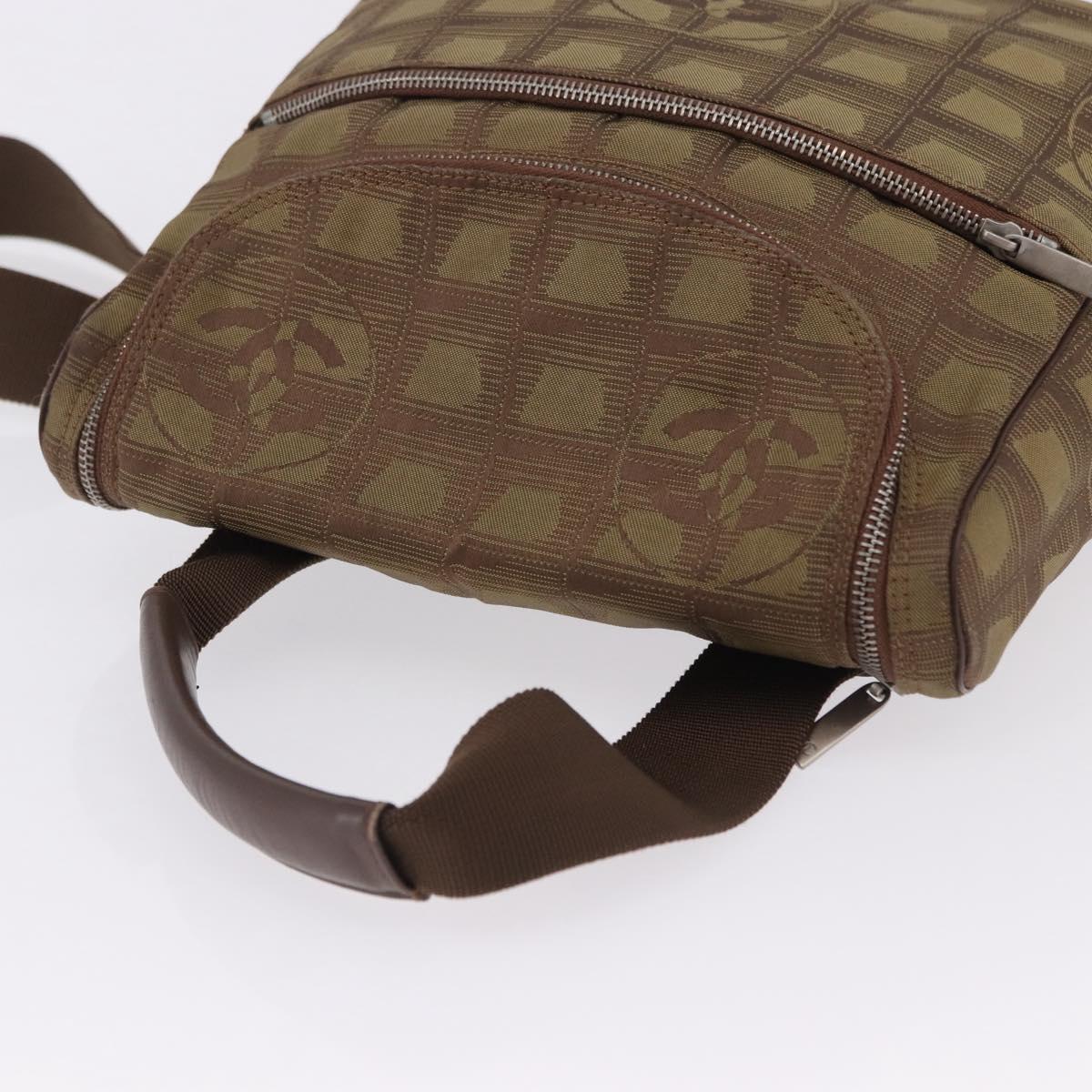 CHANEL New Travel Line Backpack Canvas Brown Silver CC Auth yk20744A
