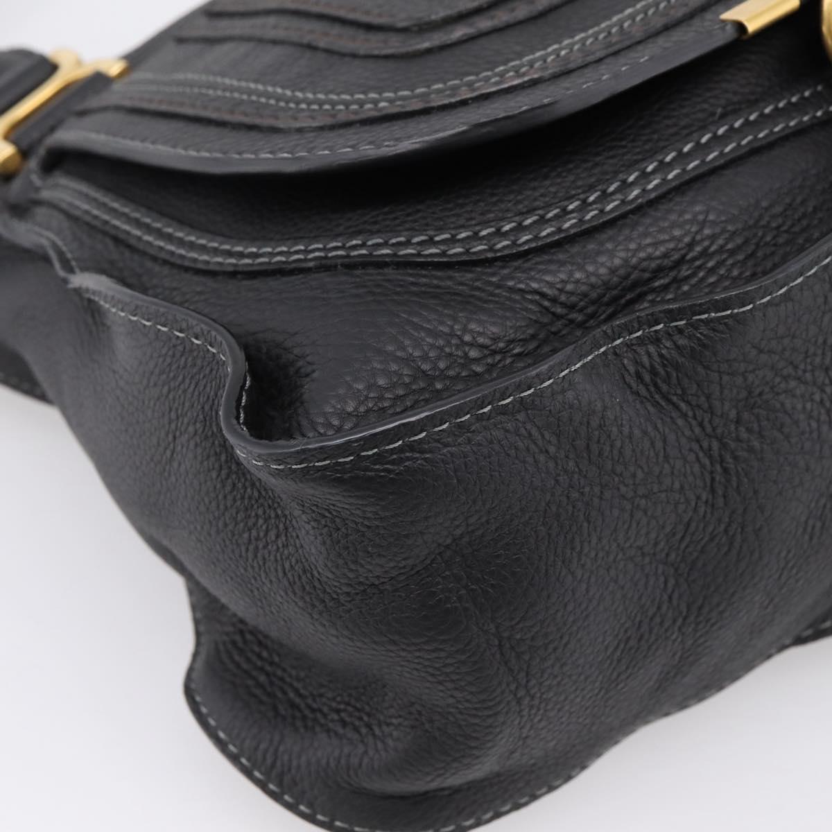 Chloe Marcie Hand Bag Leather 2way Black Gold Auth yk20751V