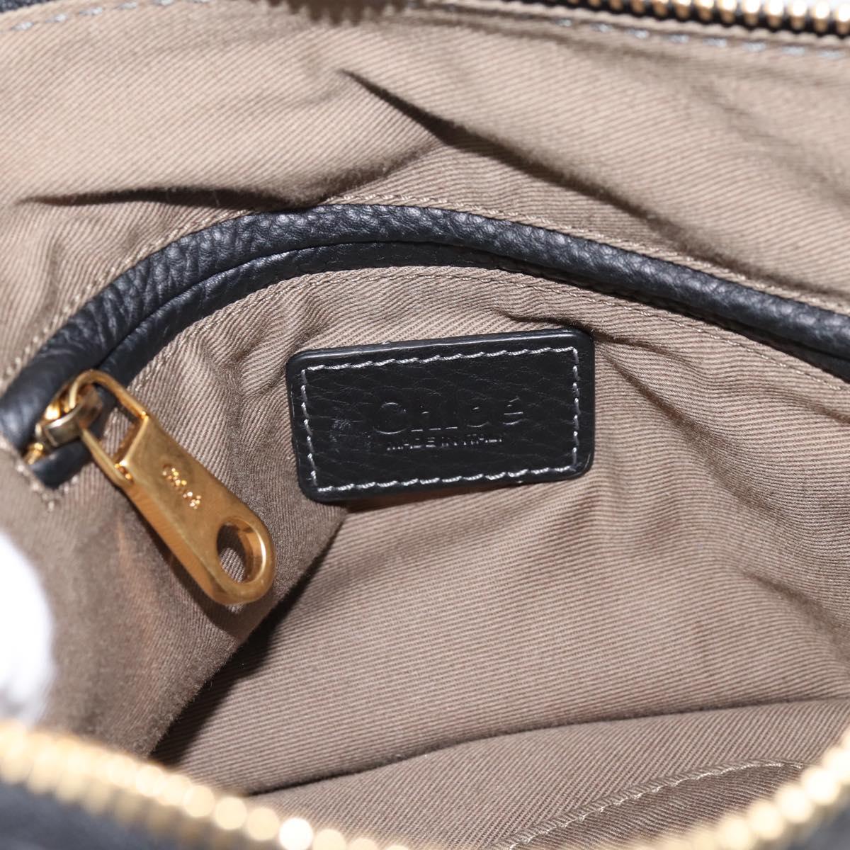 Chloe Marcie Hand Bag Leather 2way Black Gold Auth yk20751V