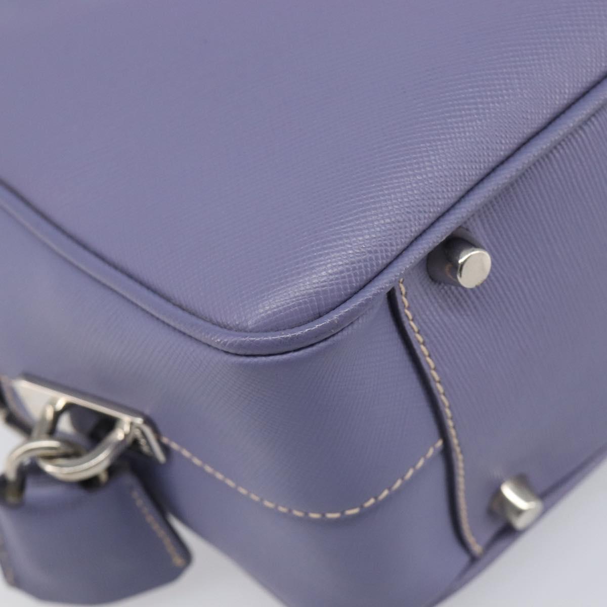 PRADA Hand Bag Saffiano leather Purple Silver Auth yk20752A