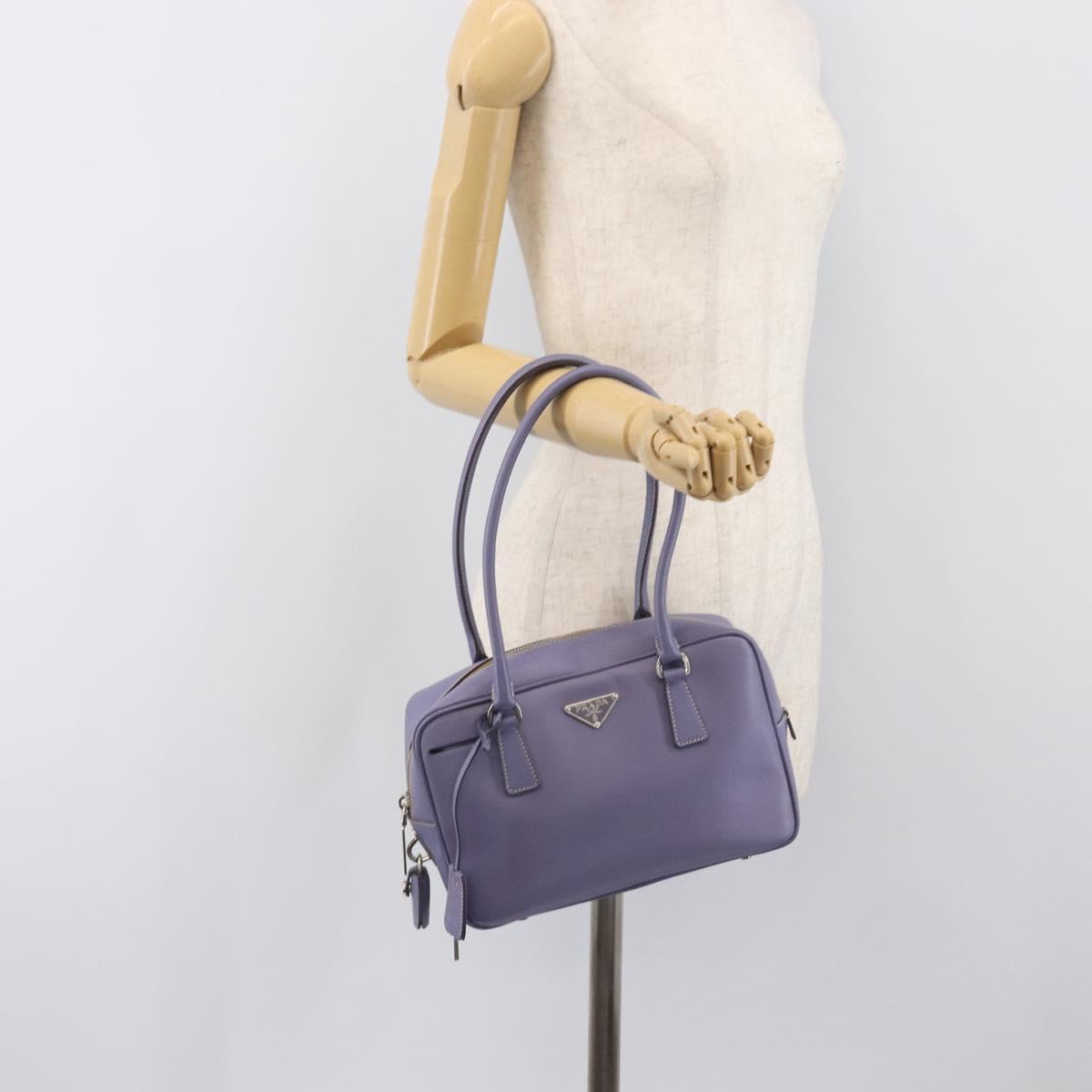 PRADA Hand Bag Saffiano leather Purple Silver Auth yk20752A