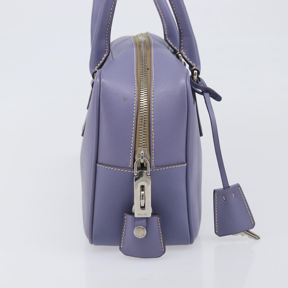 PRADA Hand Bag Saffiano leather Purple Silver Auth yk20752A