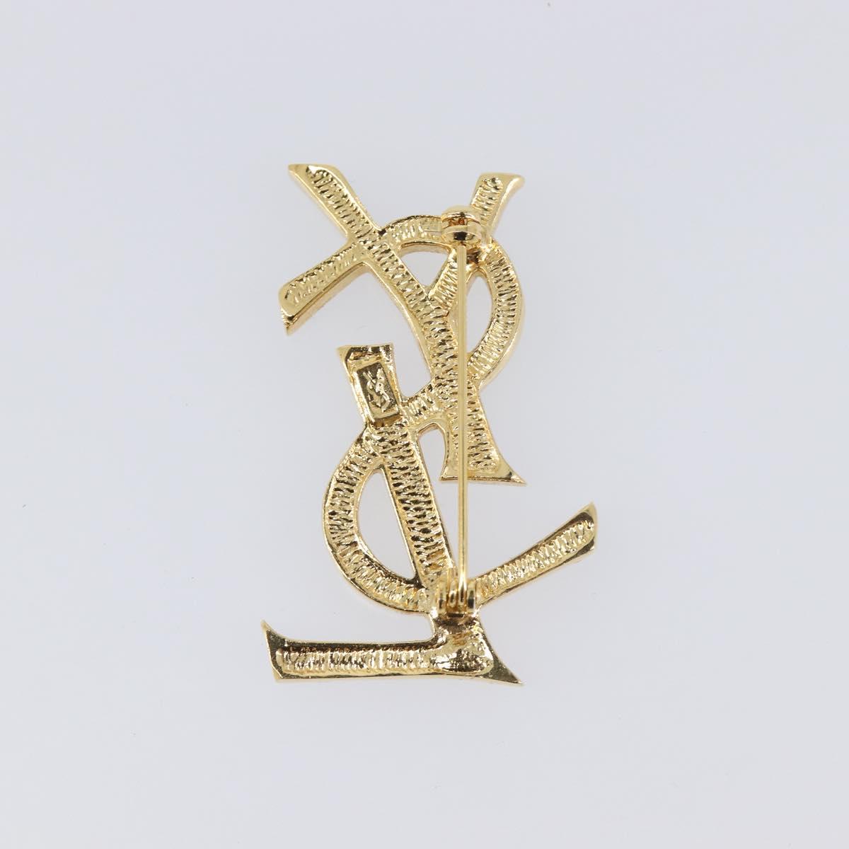 SAINT LAURENT Cassandra Brooch metal Gold Auth yk20754M