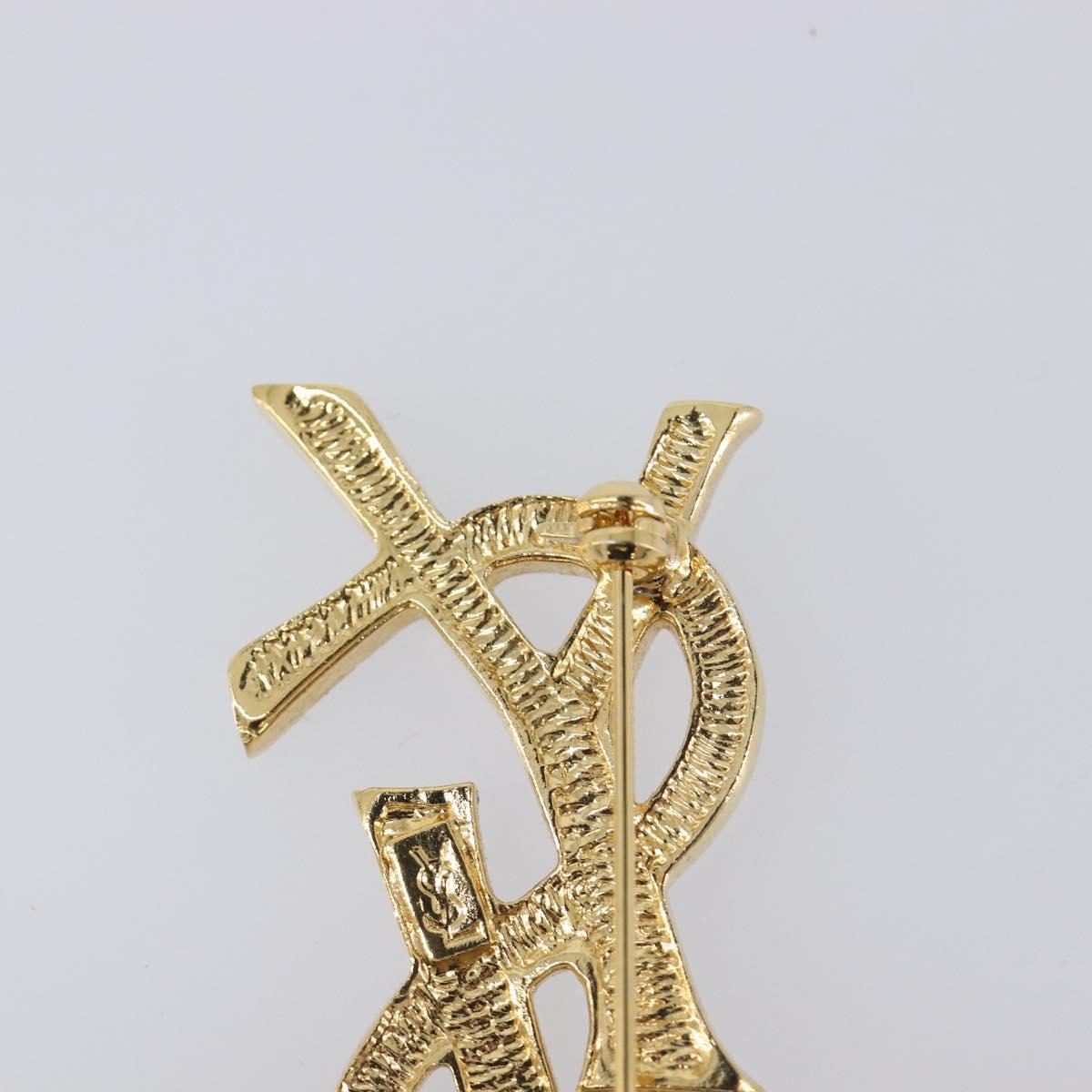SAINT LAURENT Cassandra Brooch metal Gold Auth yk20754M