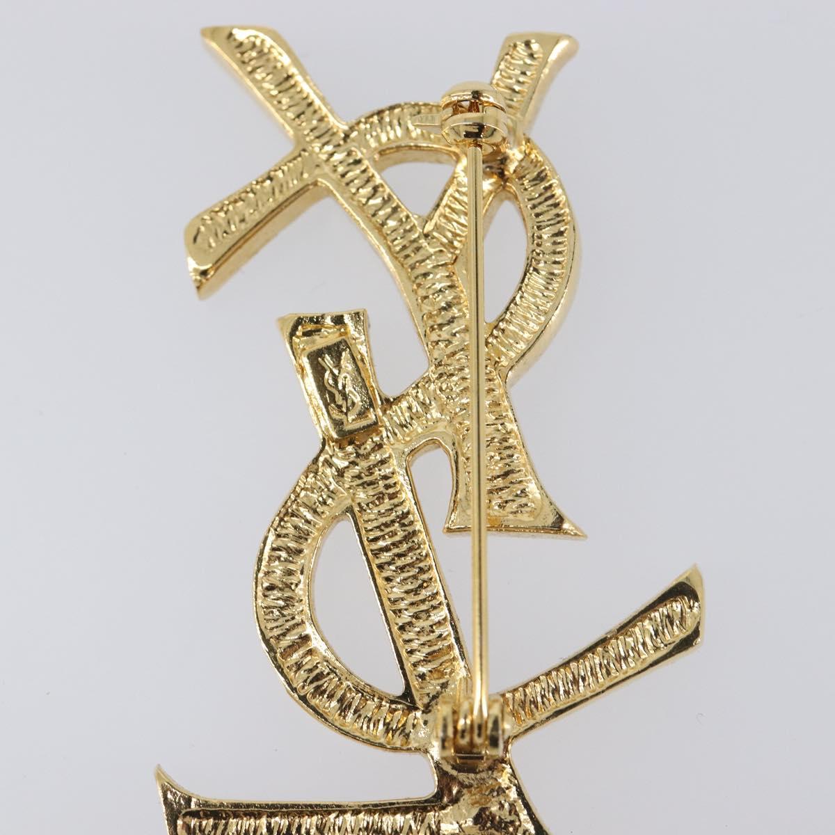 SAINT LAURENT Cassandra Brooch metal Gold Auth yk20754M