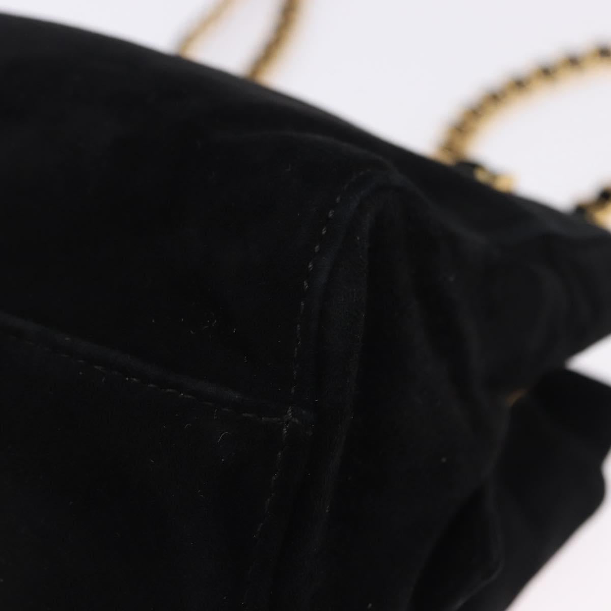 PRADA Chain Shoulder Bag Suede Black Gold Auth yk20760V