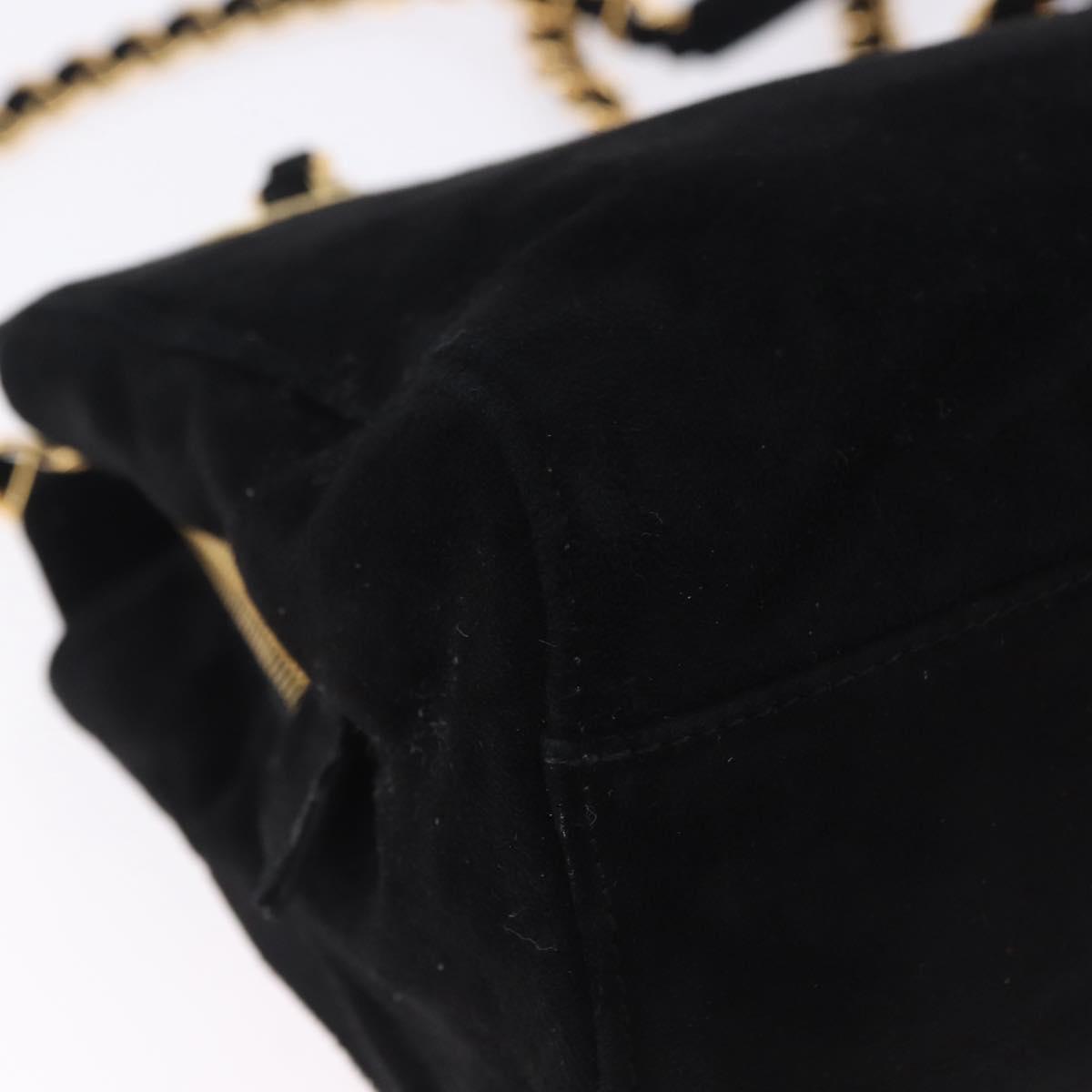 PRADA Chain Shoulder Bag Suede Black Gold Auth yk20760V