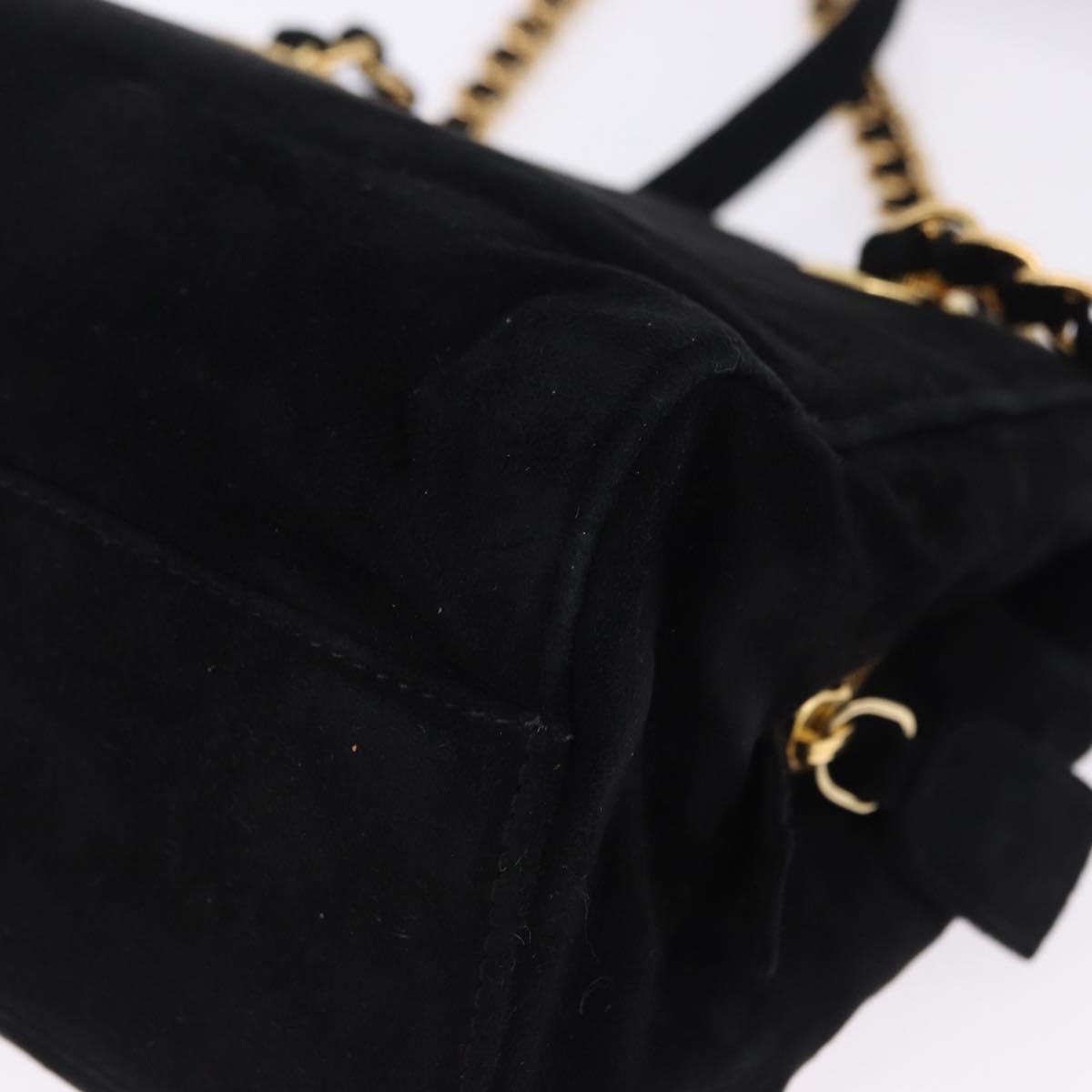 PRADA Chain Shoulder Bag Suede Black Gold Auth yk20760V