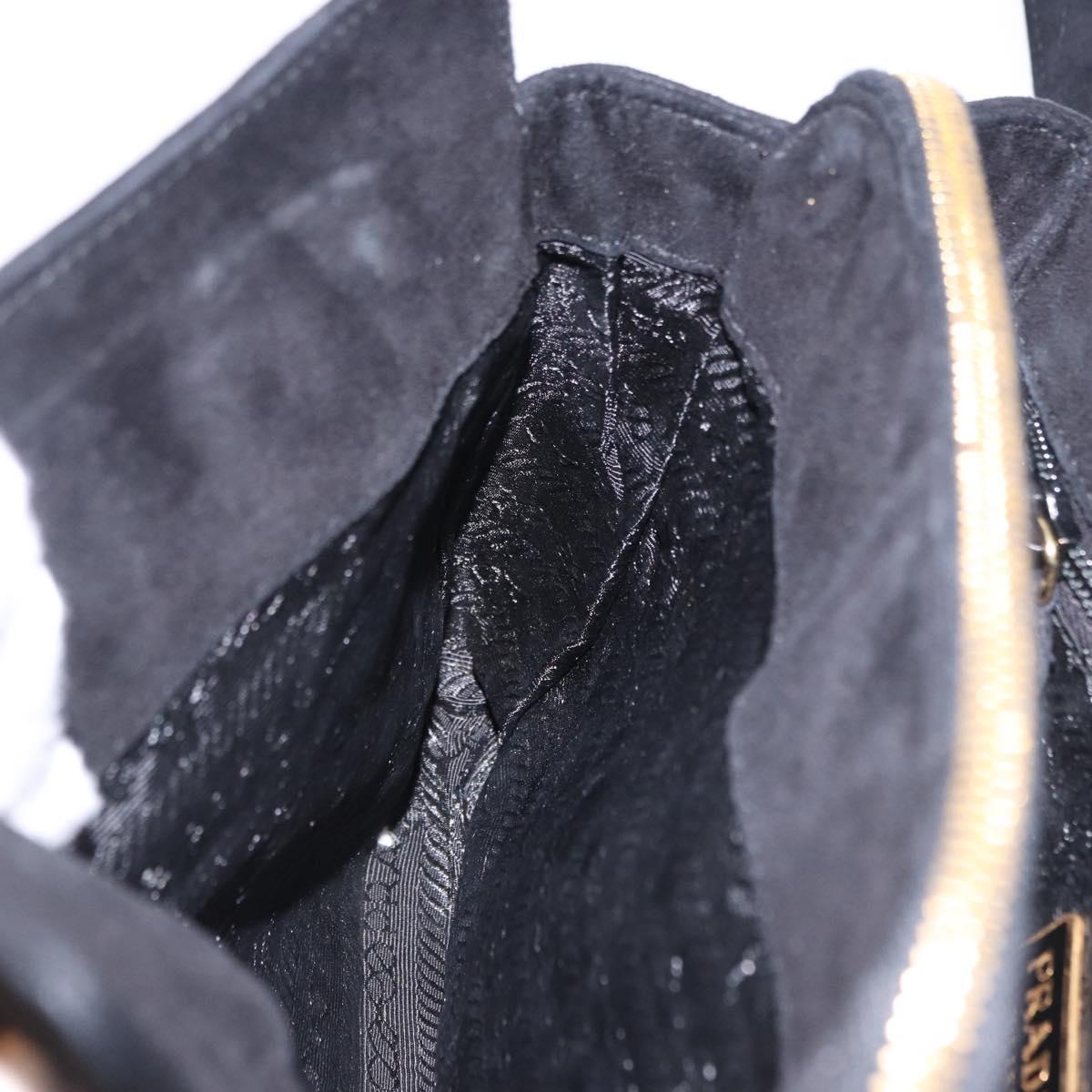PRADA Chain Shoulder Bag Suede Black Gold Auth yk20760V