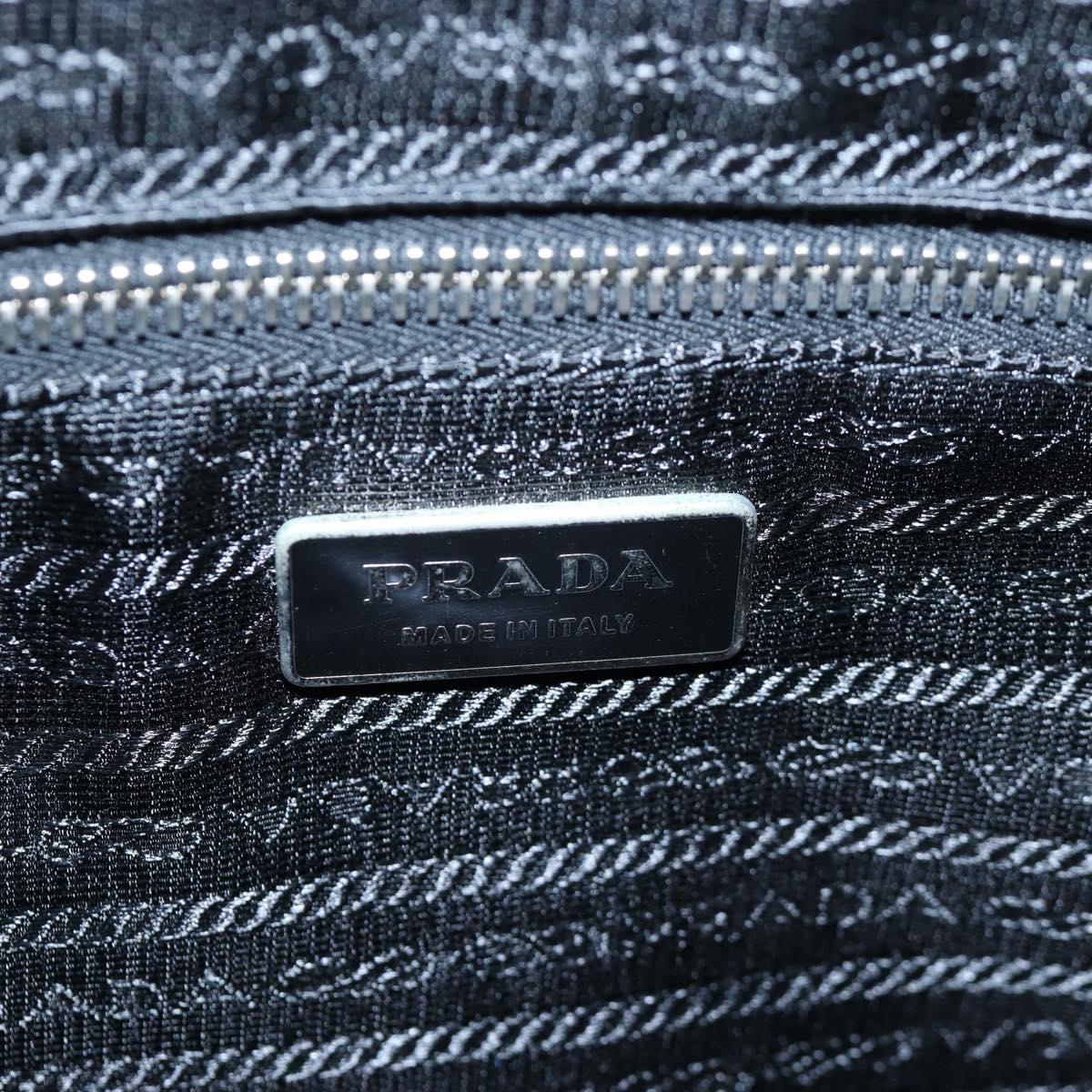 PRADA Hand Bag Embossed Leather Black Silver Auth yk20763SAM