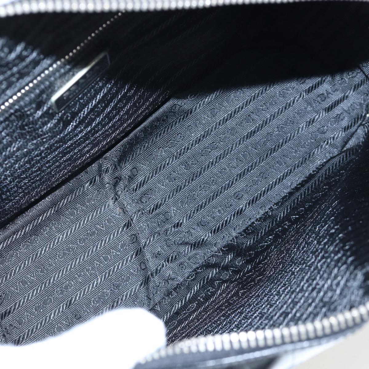 PRADA Hand Bag Embossed Leather Black Silver Auth yk20763SAM