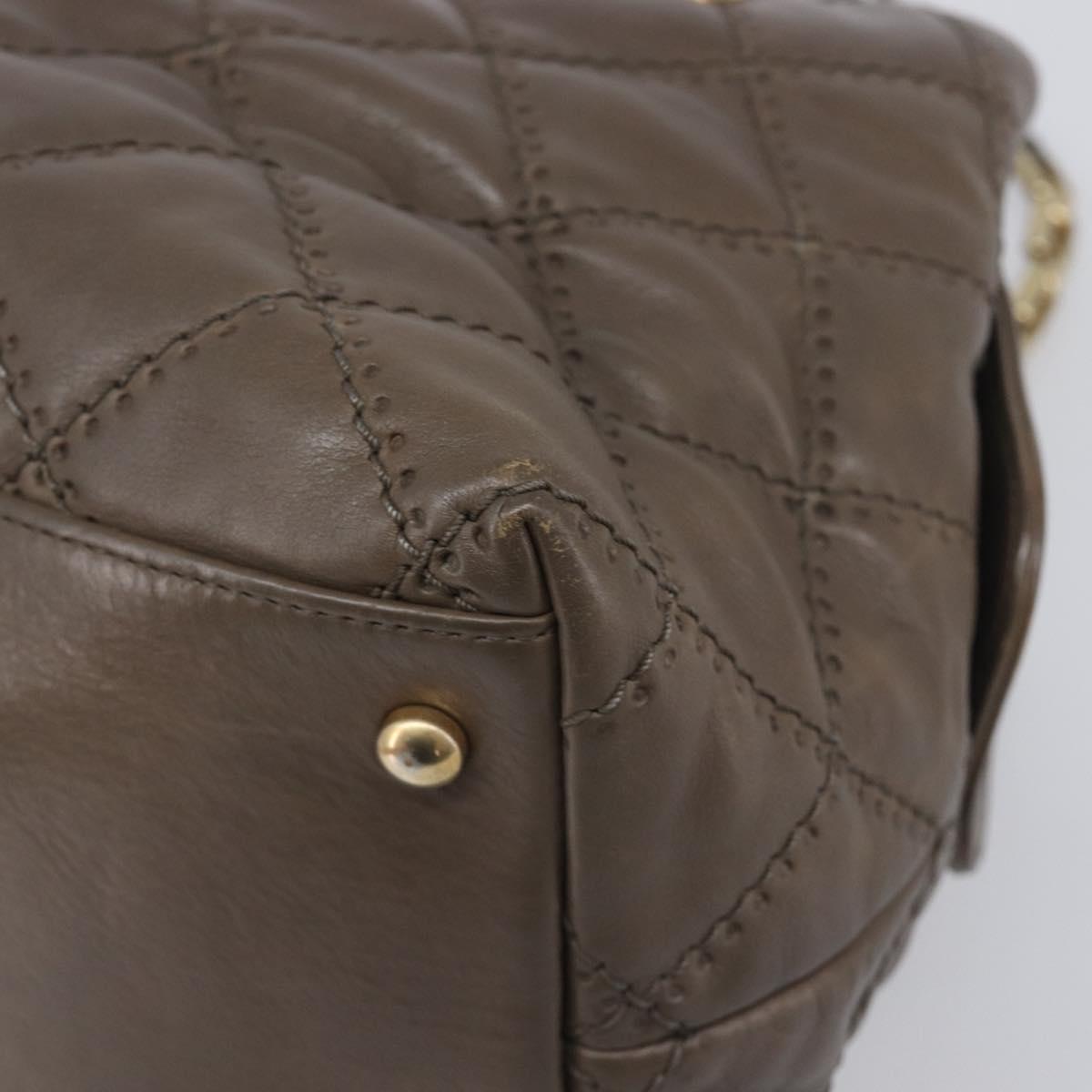 CHANEL Wild Stitch Chain Shoulder Bag Leather Brown Gold CC Auth yk20765V