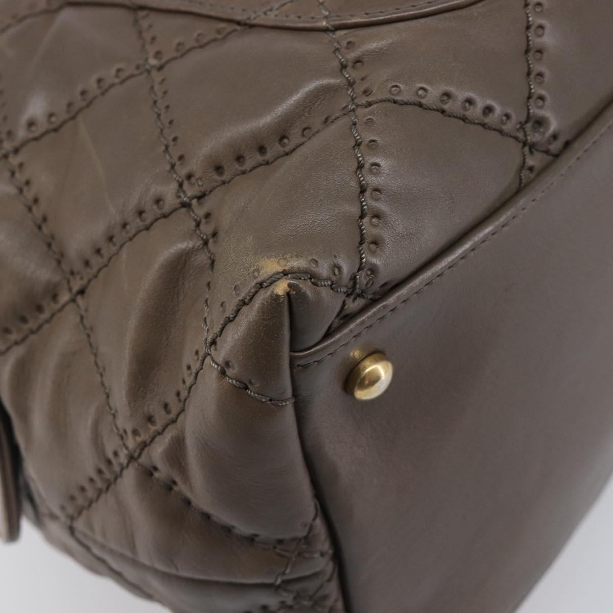 CHANEL Wild Stitch Chain Shoulder Bag Leather Brown Gold CC Auth yk20765V