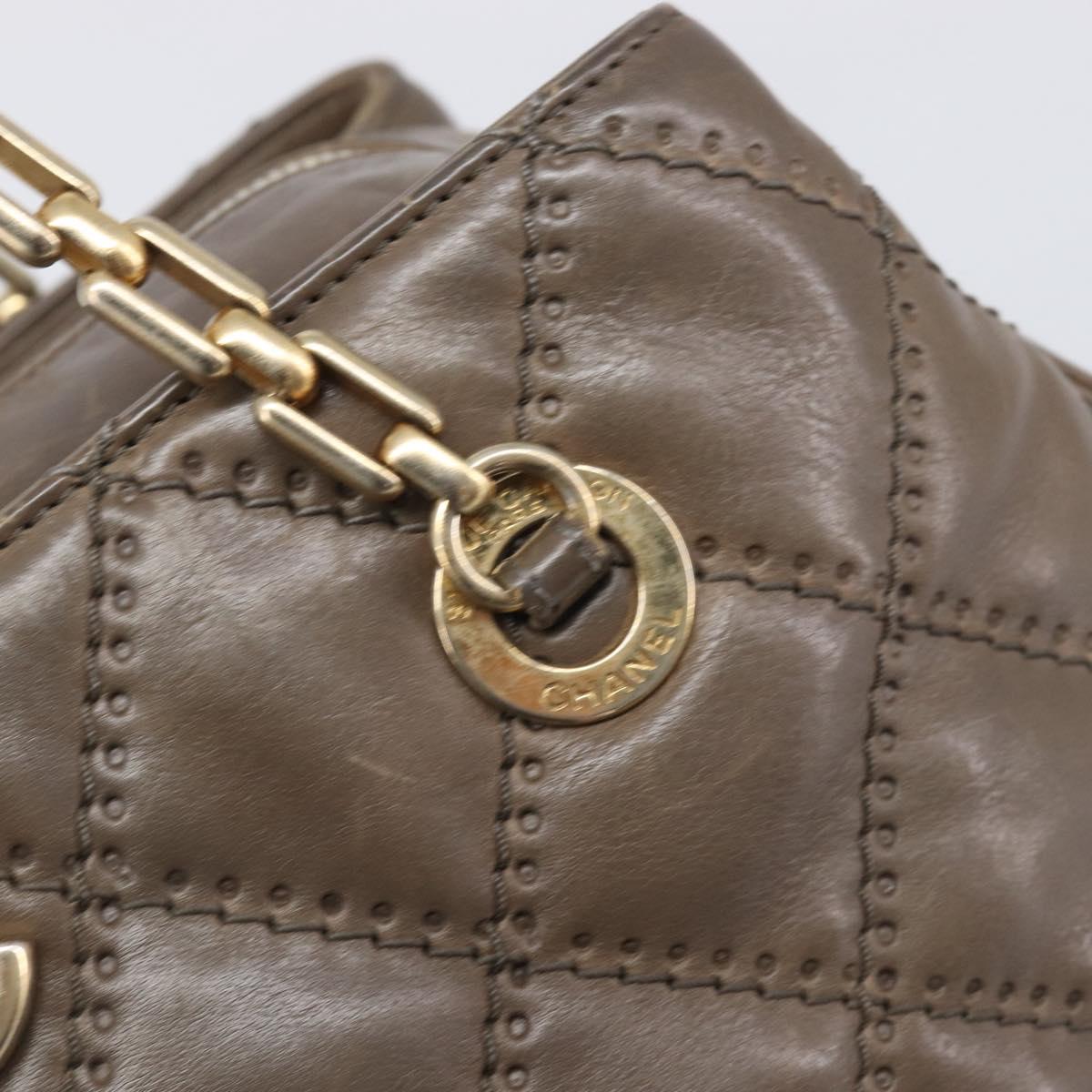 CHANEL Wild Stitch Chain Shoulder Bag Leather Brown Gold CC Auth yk20765V