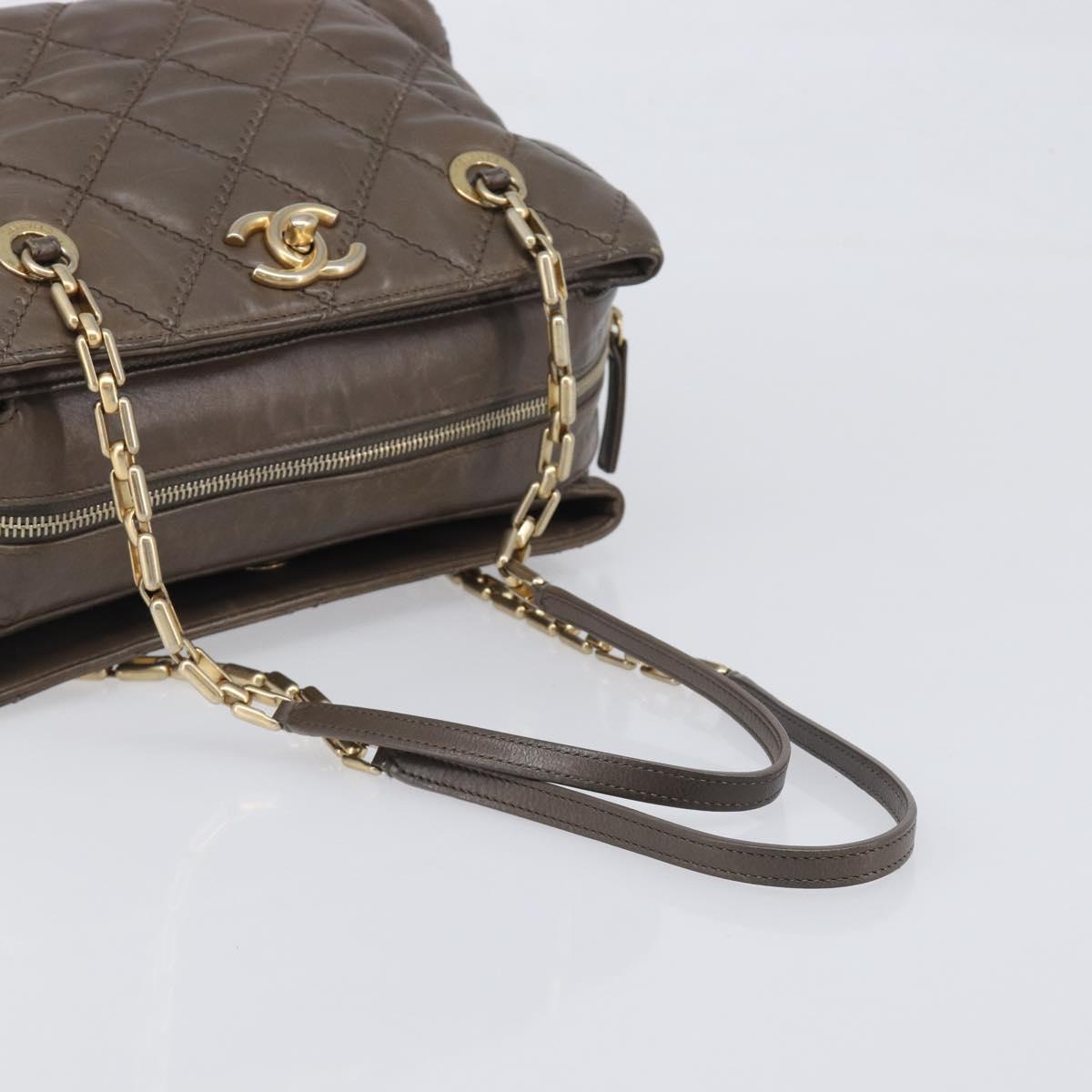 CHANEL Wild Stitch Chain Shoulder Bag Leather Brown Gold CC Auth yk20765V