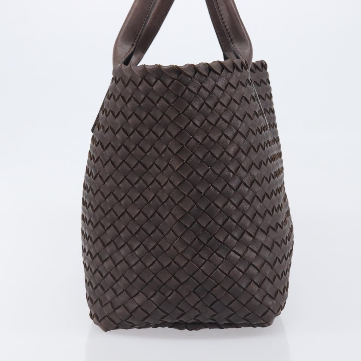 BOTTEGA VENETA INTRECCIATO Cabas PM Hand Bag Leather Brown 141498 Auth yk20767V