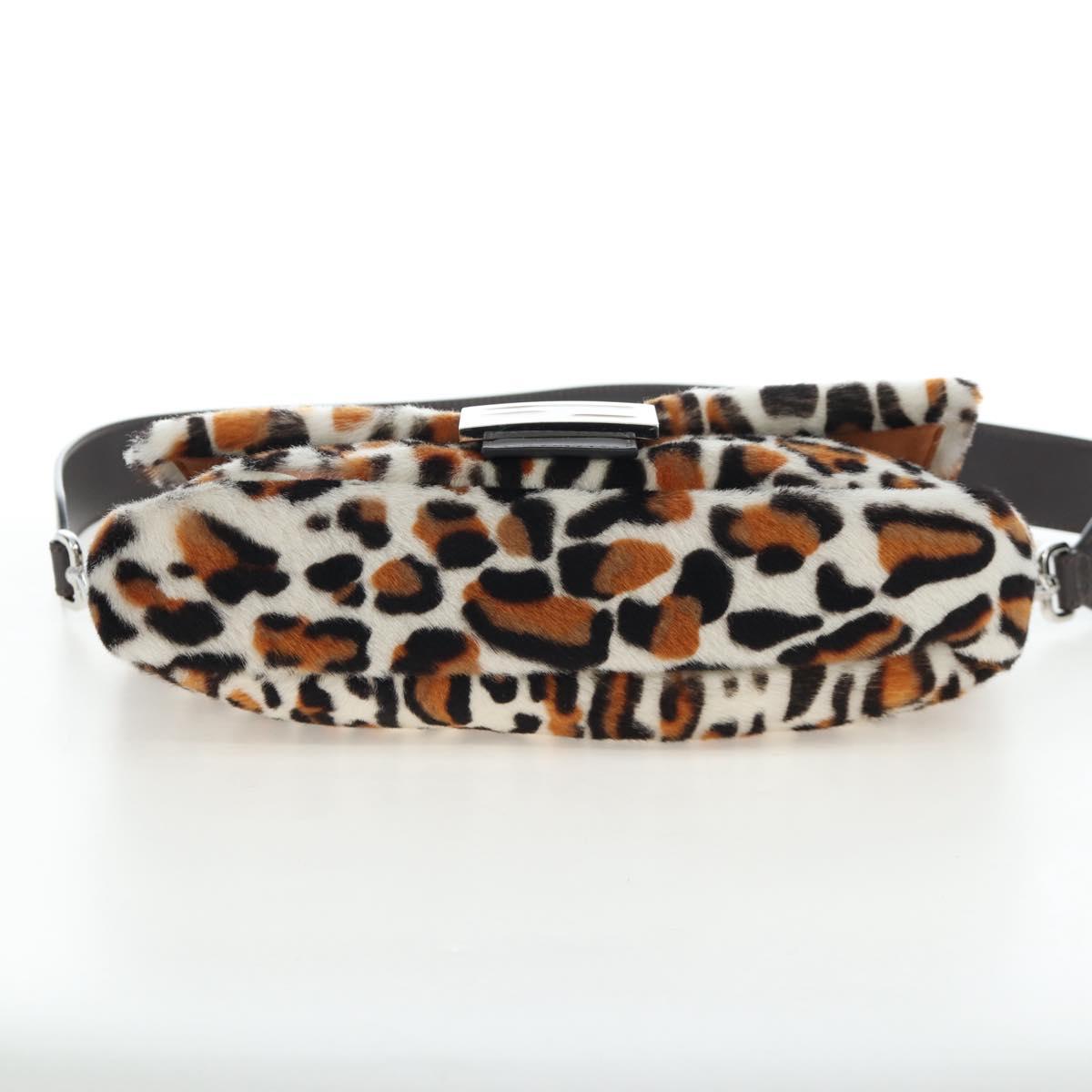 FENDI Leopard Pattern Mamma Baguette Bag Harako Leather 2way Auth yk20769SM