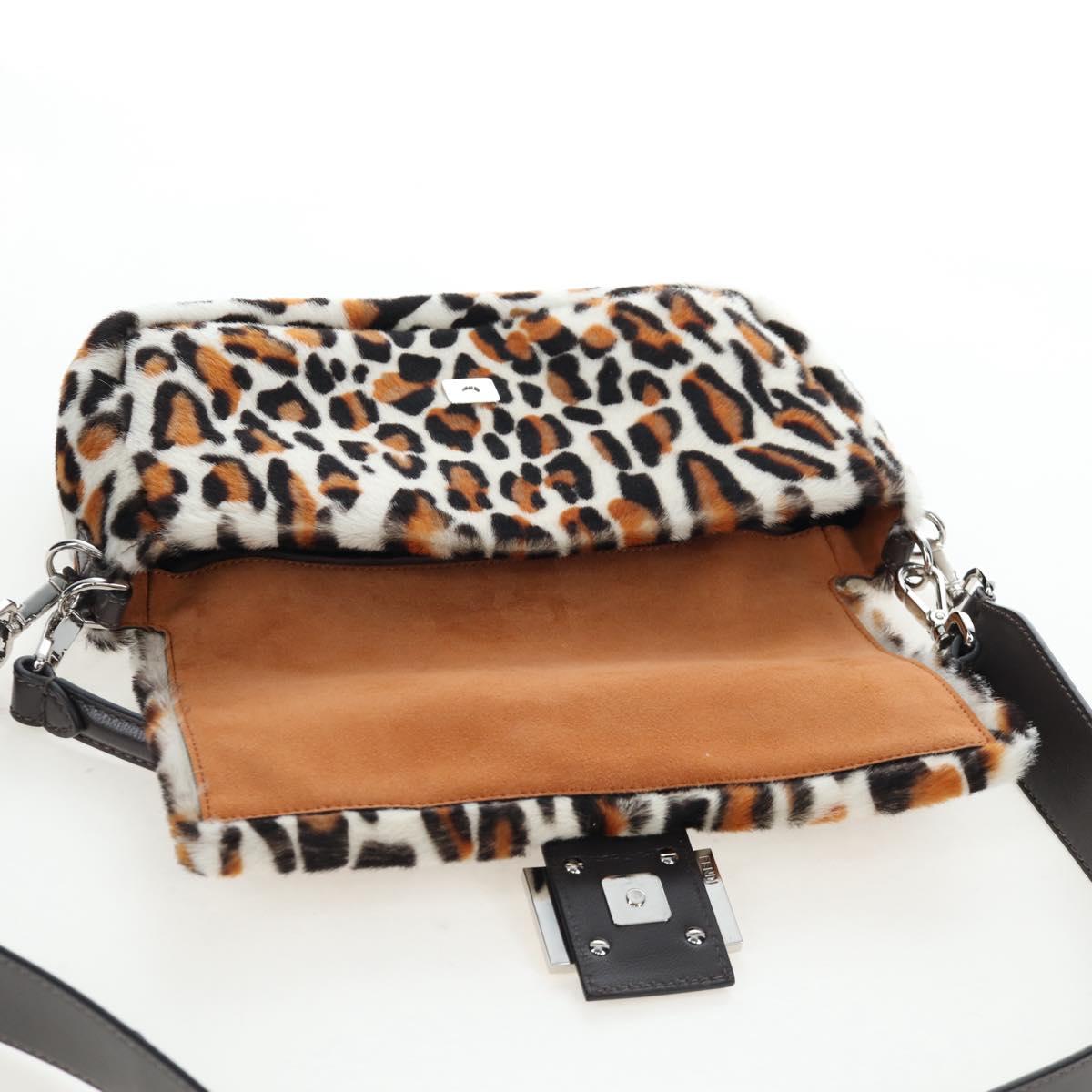 FENDI Leopard Pattern Mamma Baguette Bag Harako Leather 2way Auth yk20769SM