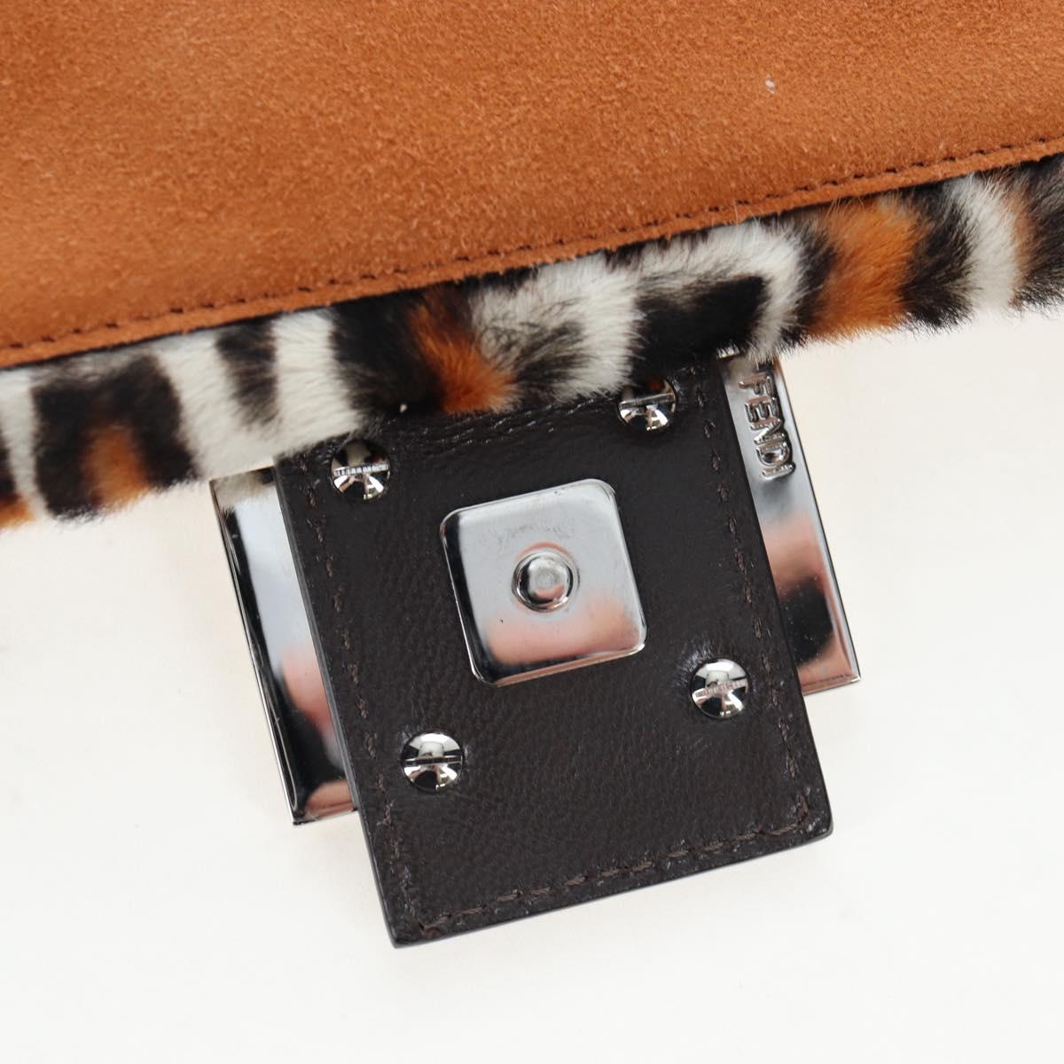 FENDI Leopard Pattern Mamma Baguette Bag Harako Leather 2way Auth yk20769SM