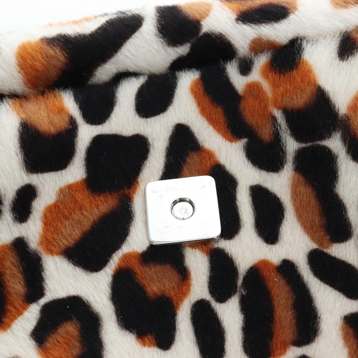 FENDI Leopard Pattern Mamma Baguette Bag Harako Leather 2way Auth yk20769SM