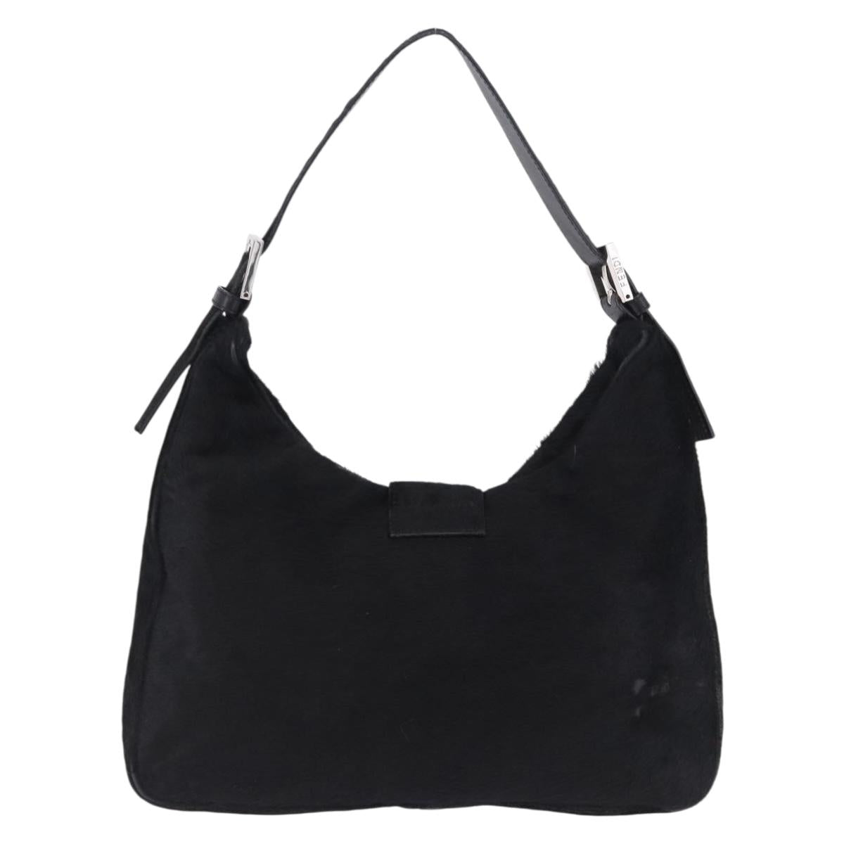 FENDI Mamma Baguette Hand Bag Harako leather Black Silver Auth yk20770A