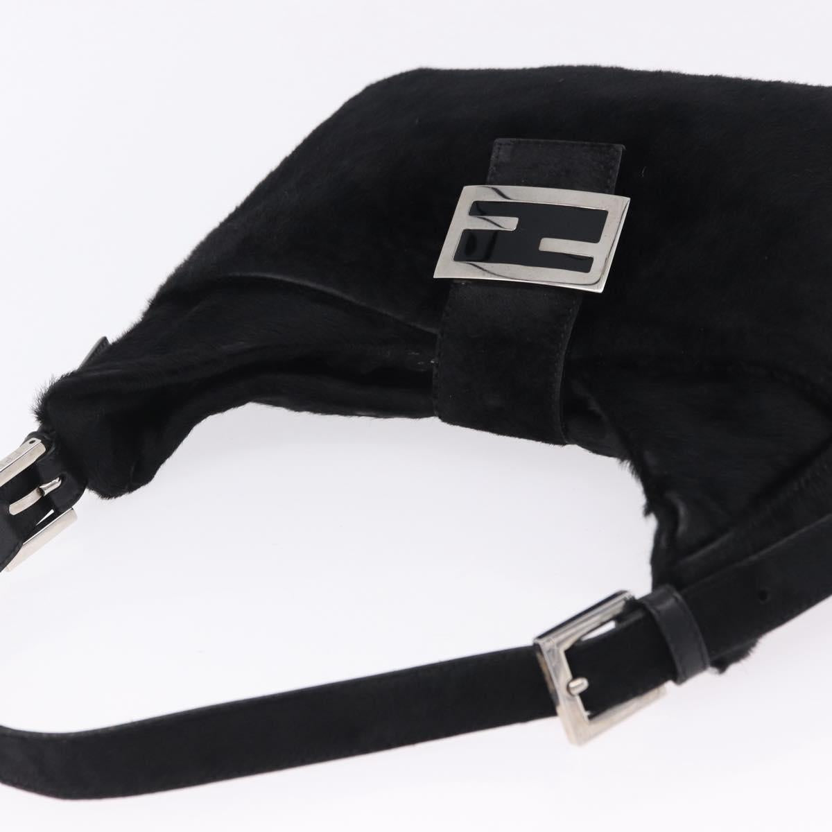 FENDI Mamma Baguette Hand Bag Harako leather Black Silver Auth yk20770A