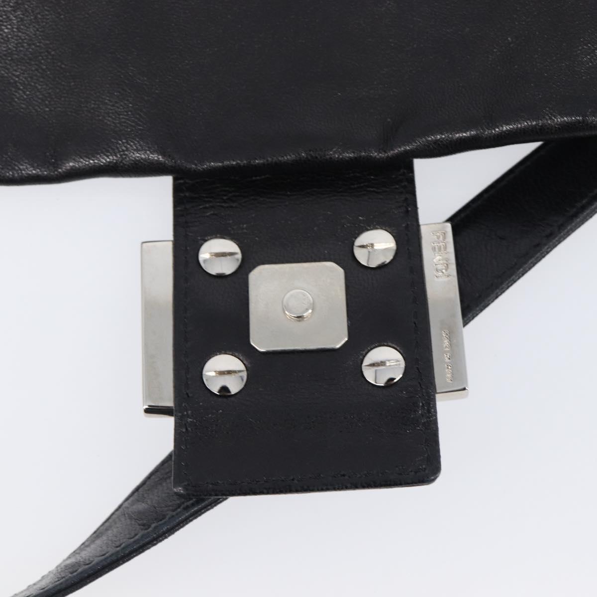 FENDI Mamma Baguette Shoulder Bag Leather Black Silver Auth yk20771SAM